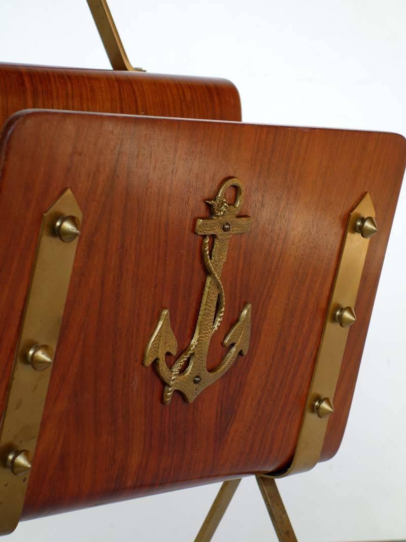 Mid-Century moderno Portariviste in bengala con ancora nautica degli anni '50, design italiano del medioevo in vendita