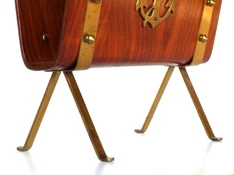 1950s Nautical Anchor Midcentury Italian Design Bentwood Magazine Rack ...