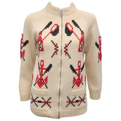 1950's Nautical Motif Chunky Cardigan Sweater Jacket