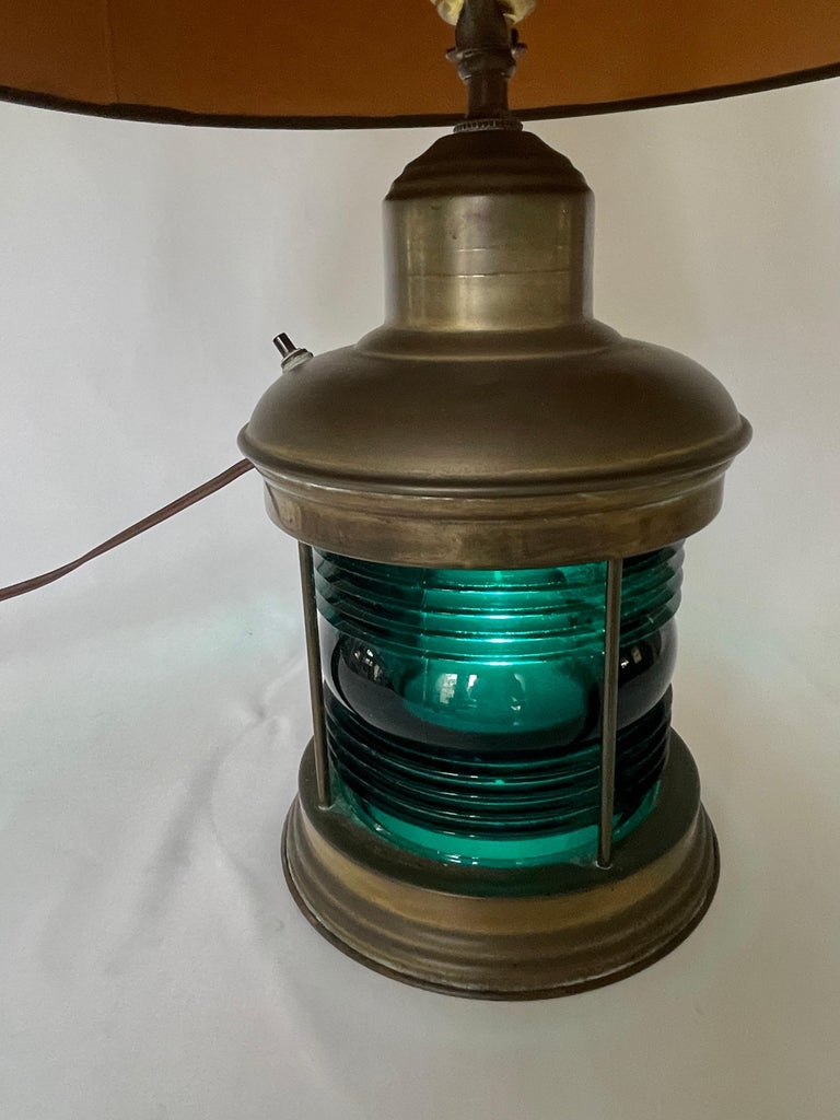 1950 s Old Florida Nautical Glass Lantern Lamp w Original Sintzenich Lampshade For Sale at 1stDibs nautical lamp shades nautical lamps for sale nautical lampshades