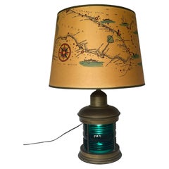 1950's Old Florida Nautical Ship Lantern Lamp W/ Original Sintzenich Lampshade