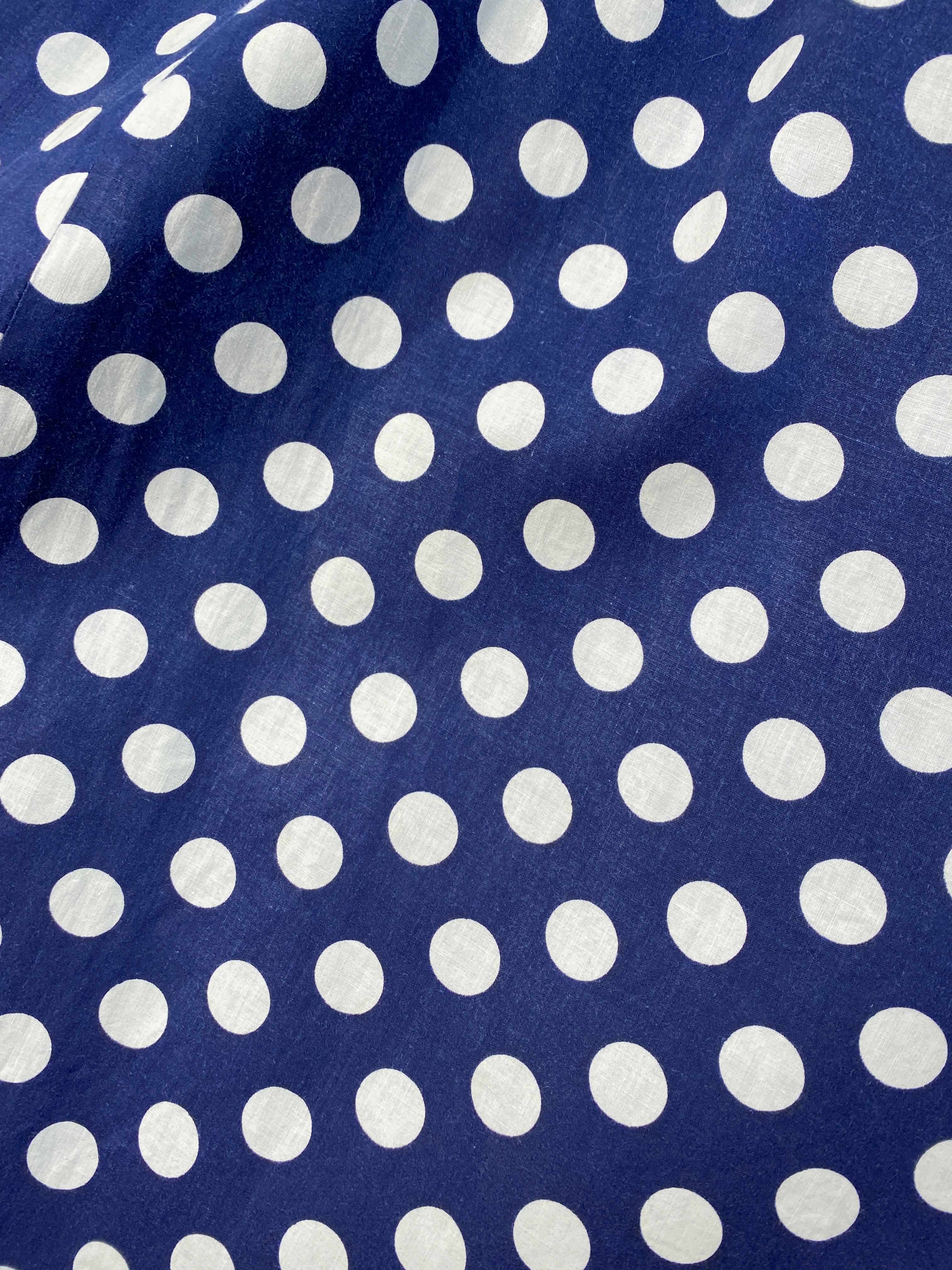 1950s Navy and White Polkadot Summer Party Dress In Good Condition In San Francisco, CA