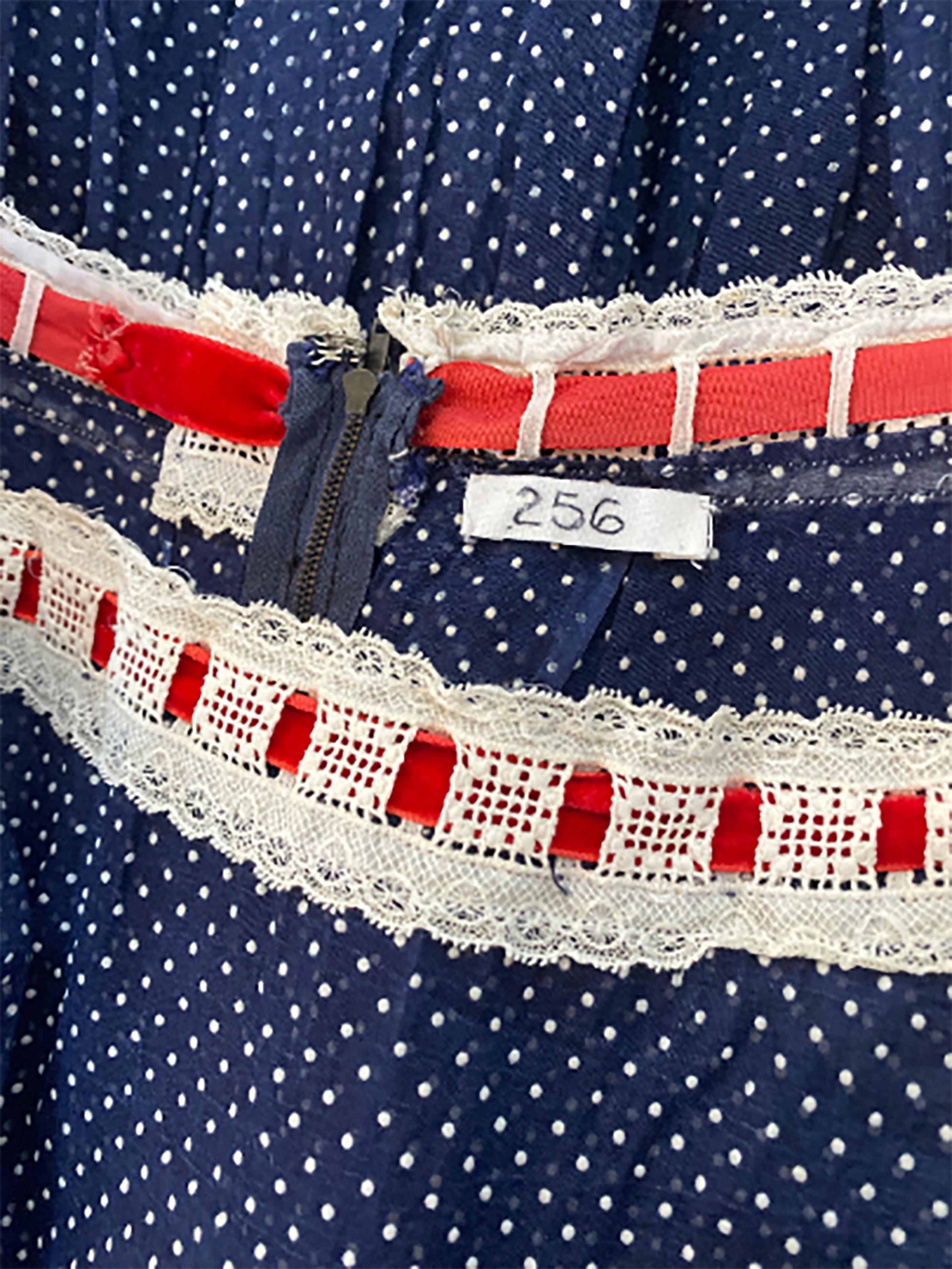 1950s Navy Cotton Swiss-Dot Lace Dress with Matching Shawl 1