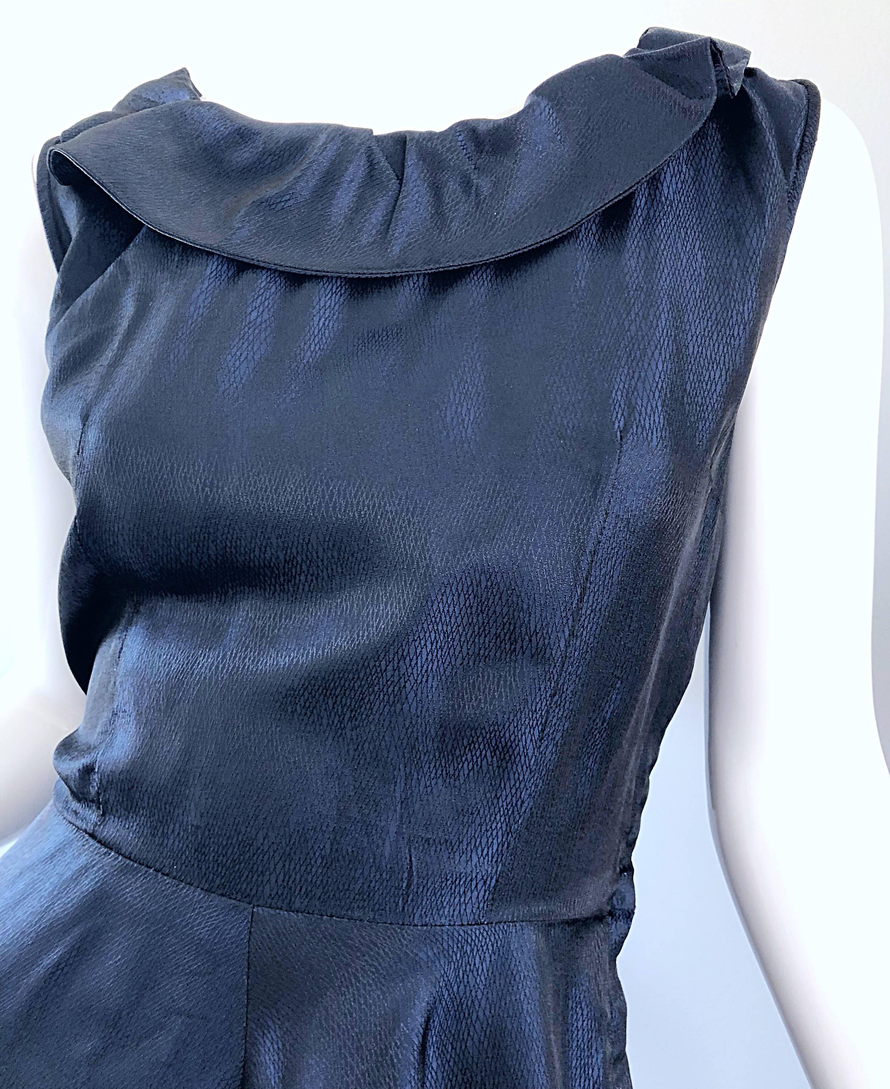 Robe en soie Demi Couture bleu nuit bleu marine ajustée et évasée des années 1950 Pour femmes en vente