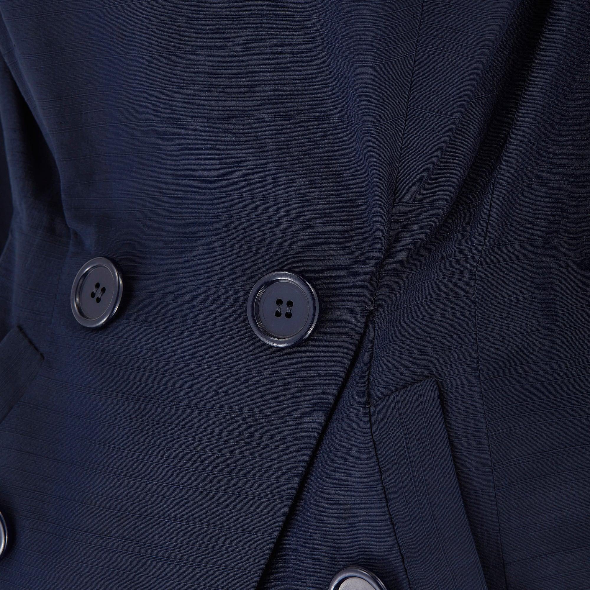 1950s Navy Silk Couture Bar Jacket with Button Pocket In Excellent Condition For Sale In London, GB