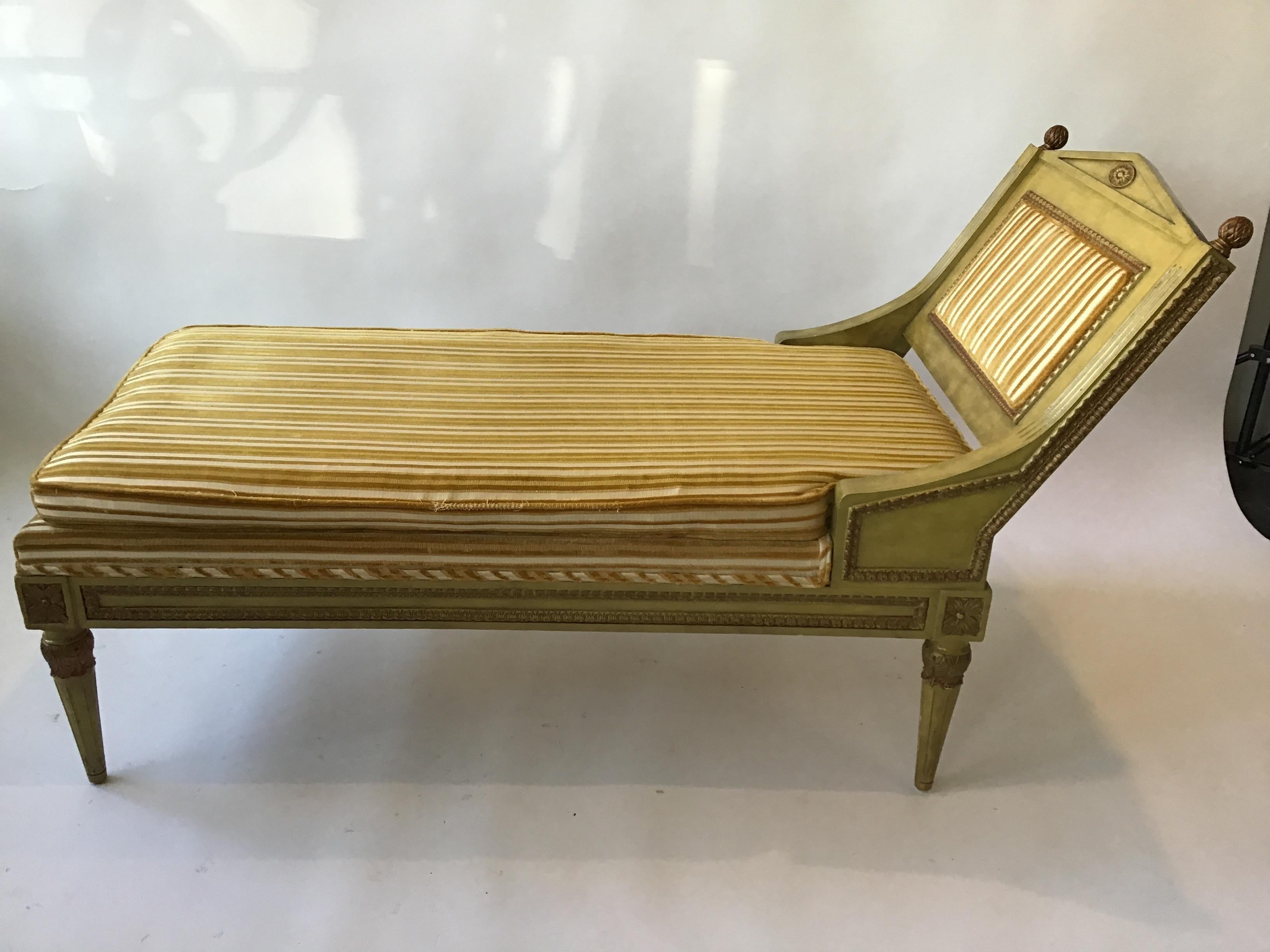 Wood 1950s Neoclassic Chaise Lounge