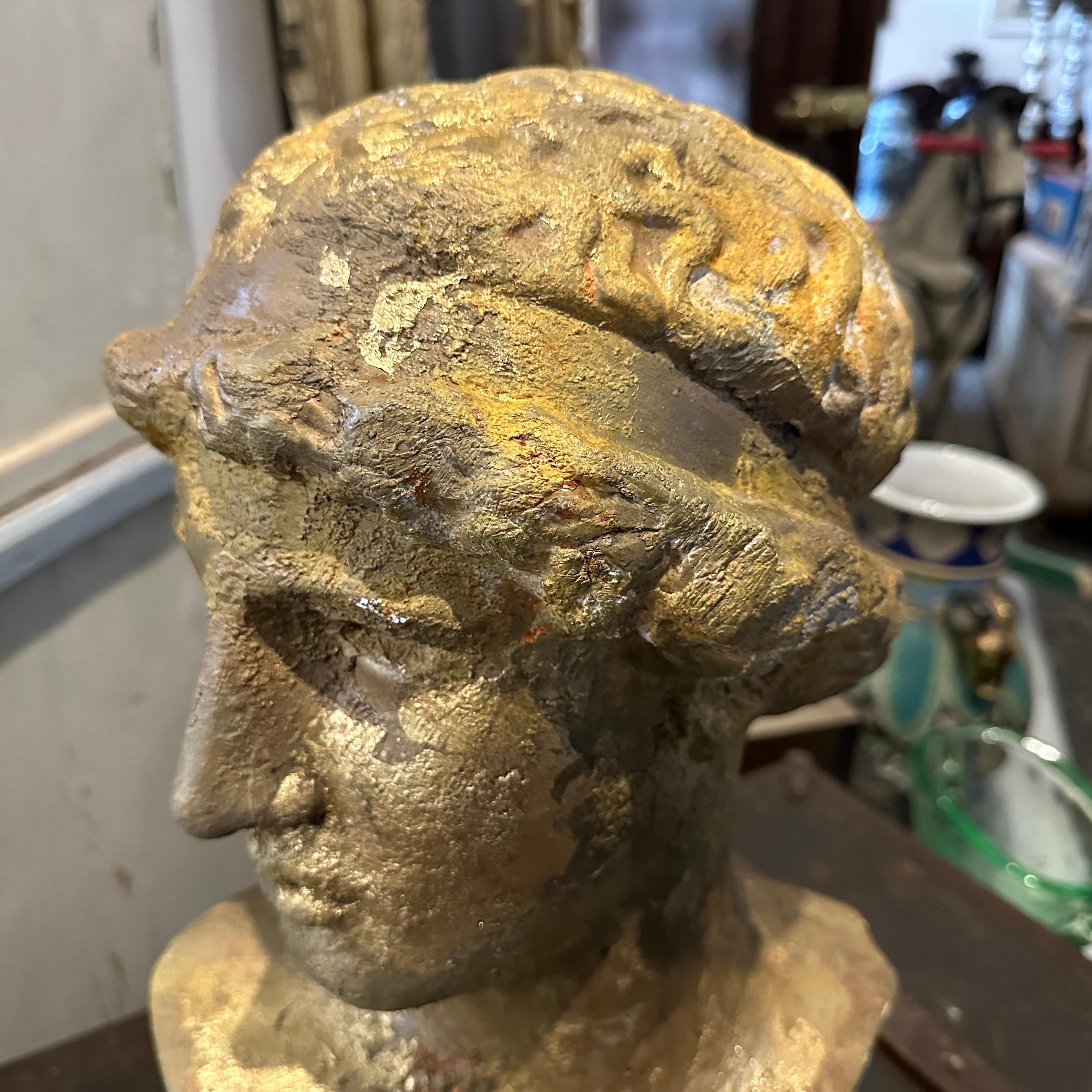 1950s Neo classical Gold Patinated Plaster Bust of Athena For Sale 3