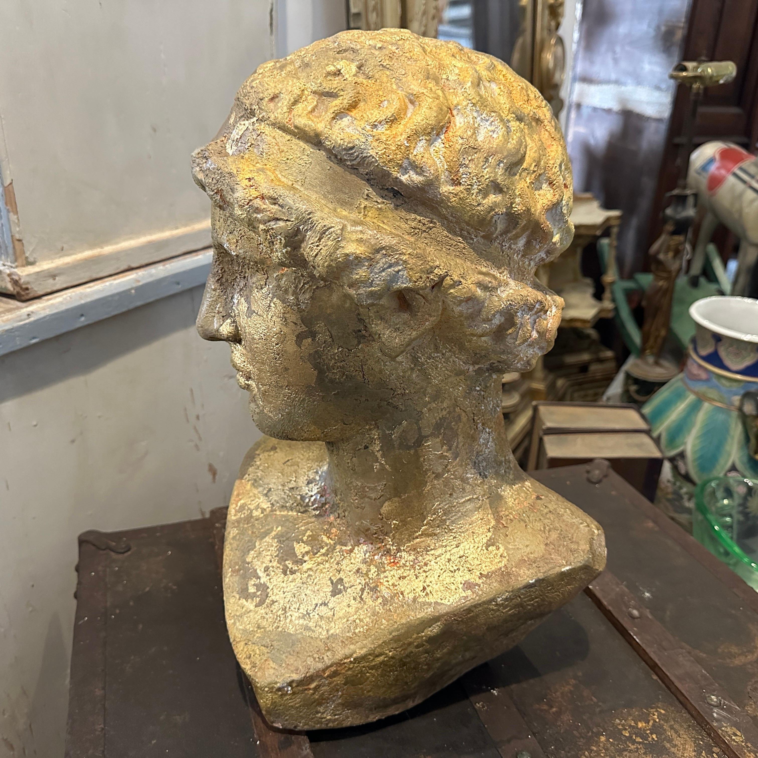 1950s Neo classical Gold Patinated Plaster Bust of Athena For Sale 4