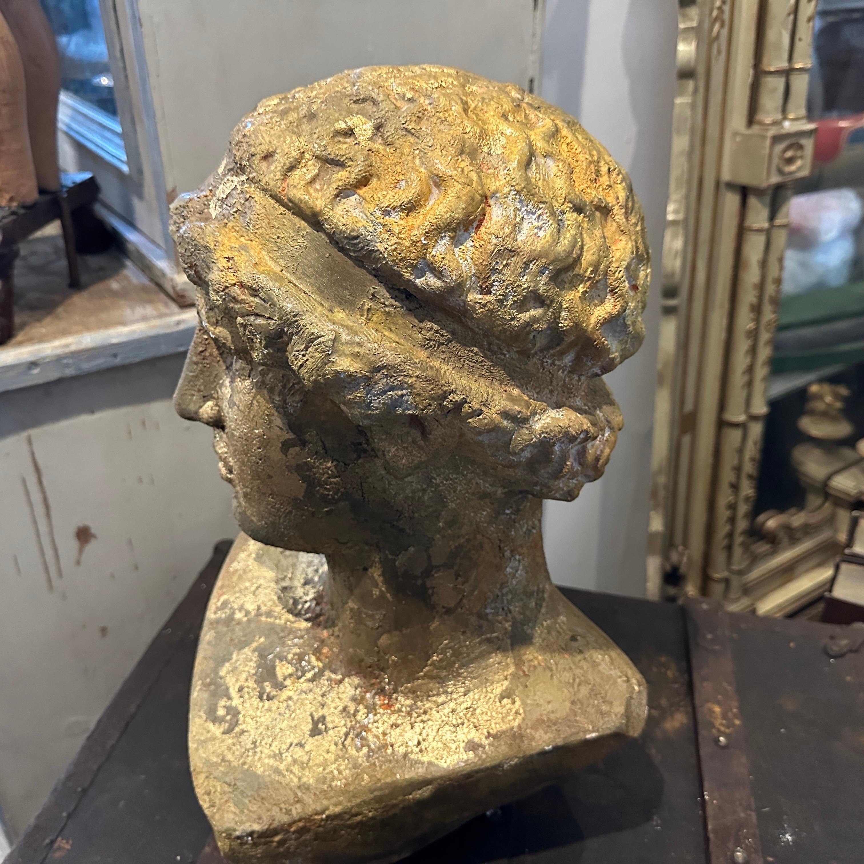 1950s Neo classical Gold Patinated Plaster Bust of Athena For Sale 1