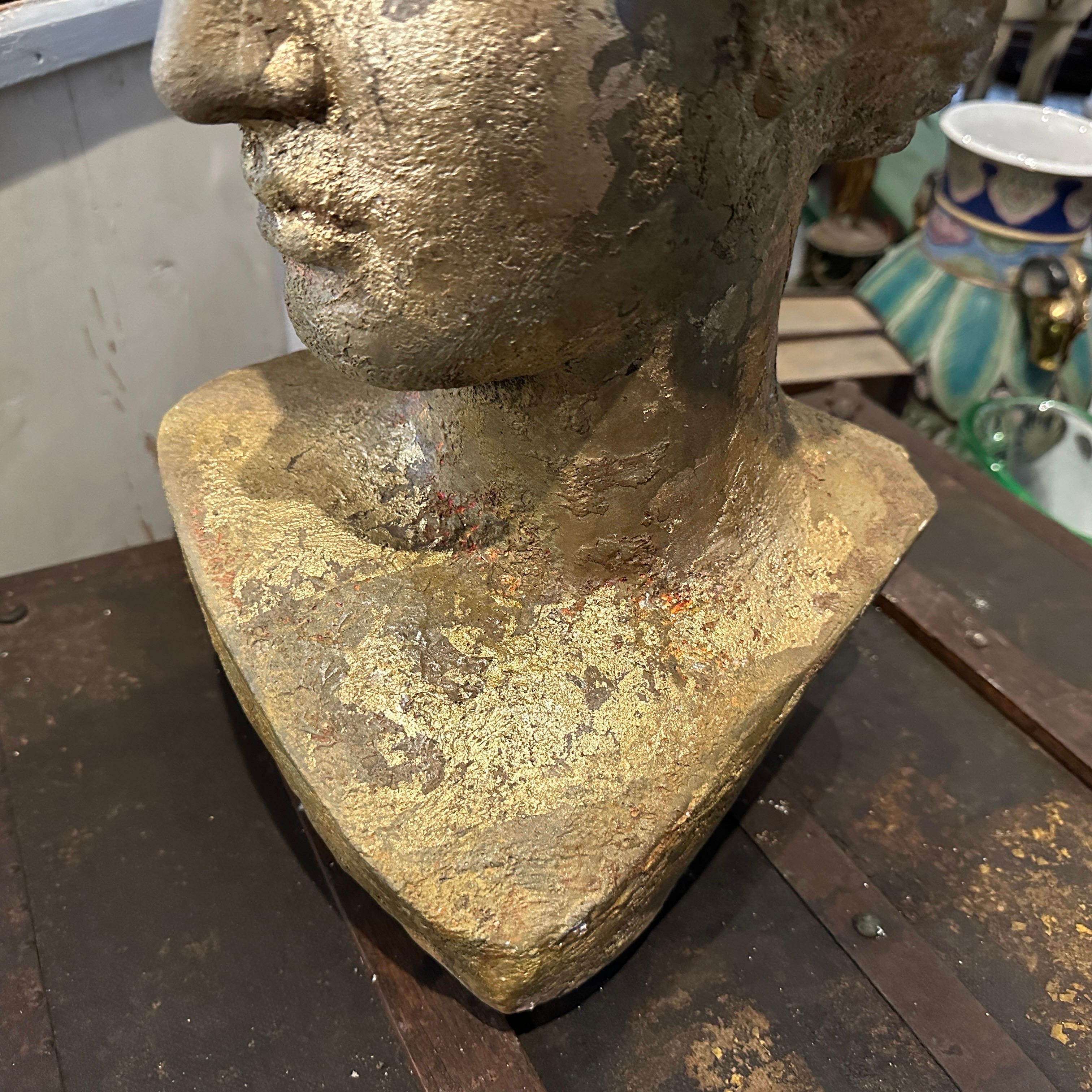 1950s Neo classical Gold Patinated Plaster Bust of Athena For Sale 2