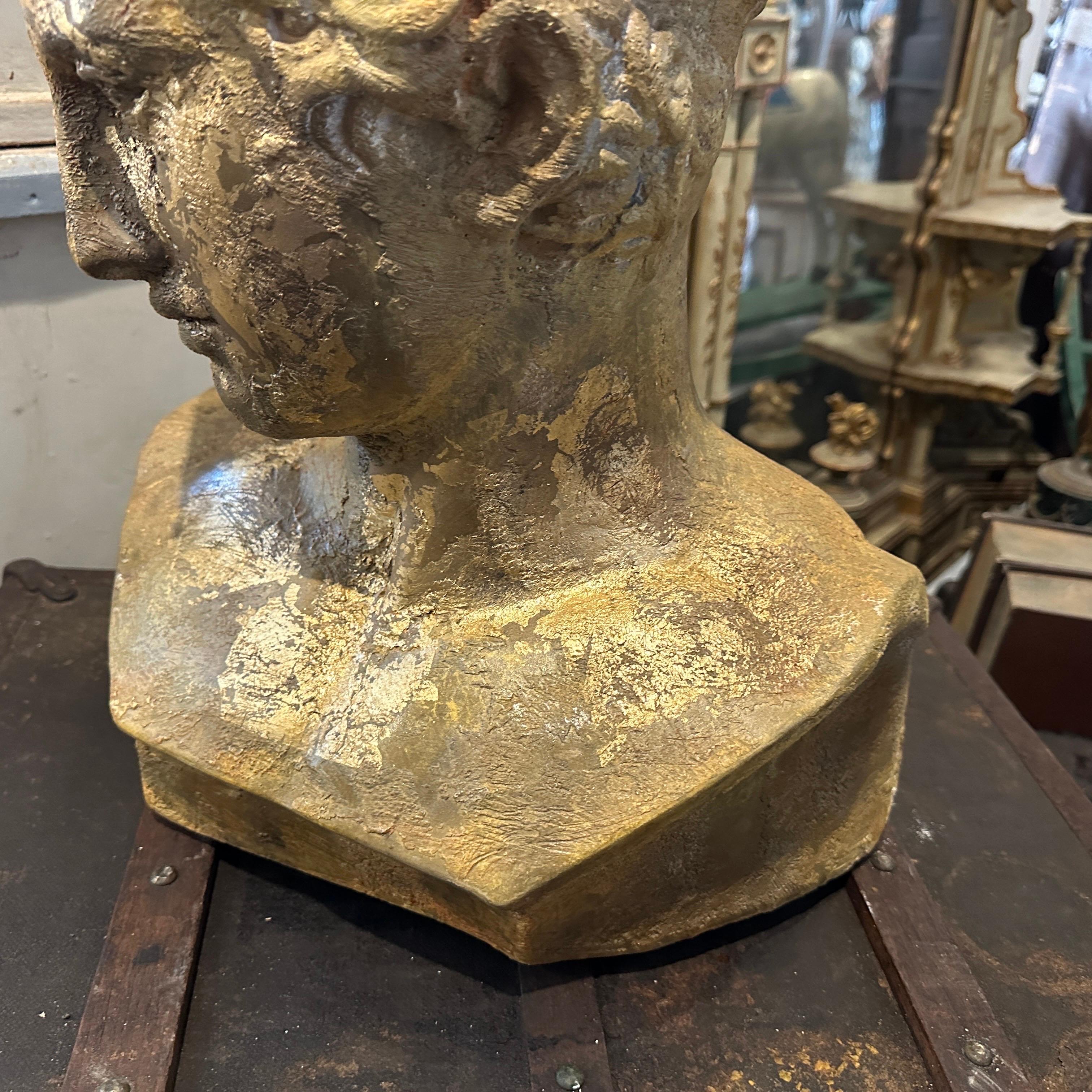 1950s Neo classical Gold Patinated Plaster Bust of Diadumeno For Sale 3