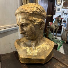 1950s Neo classical Gold Patinated Plaster Bust of Diadumeno