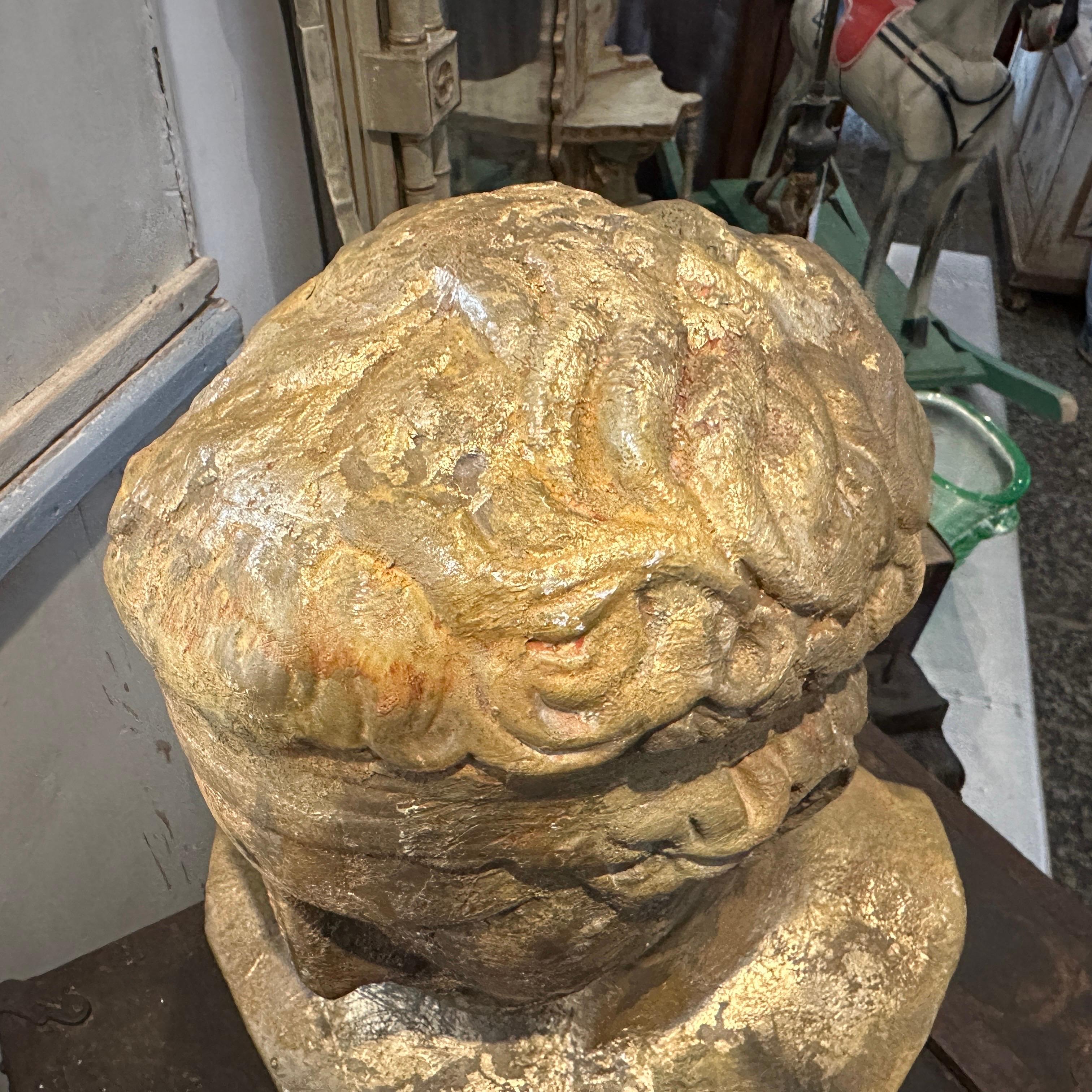 1950s Neo classical Gold Patinated Plaster Bust of Diadumeno In Good Condition For Sale In Catania, Sicilia
