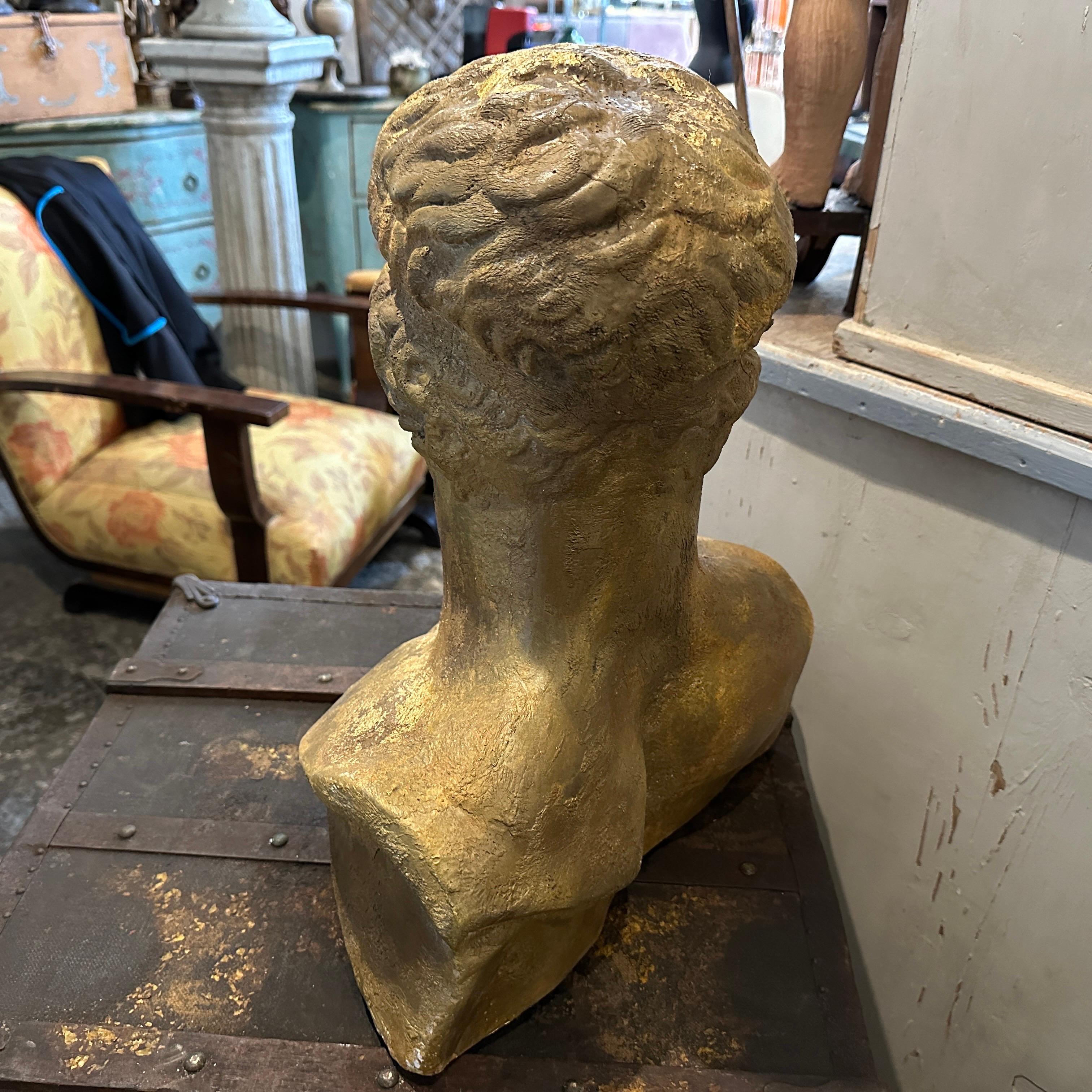 1950s Neo classical Gold Patinated Plaster Bust of Diadumeno For Sale 2