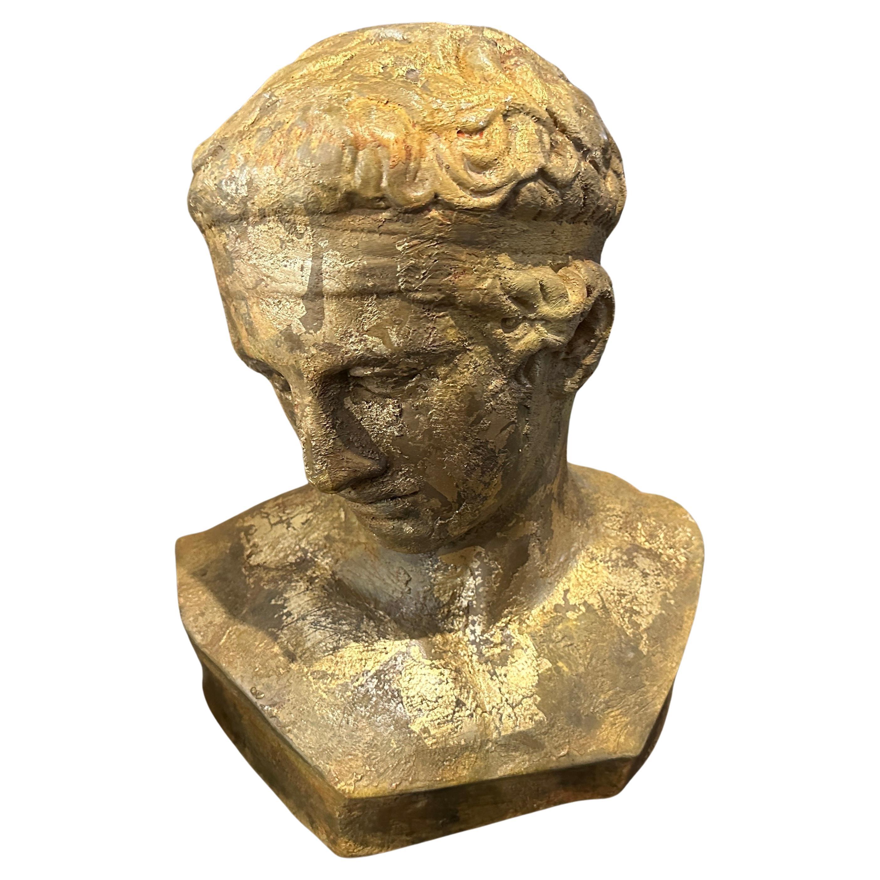 1950s Neo classical Gold Patinated Plaster Bust of Diadumeno For Sale