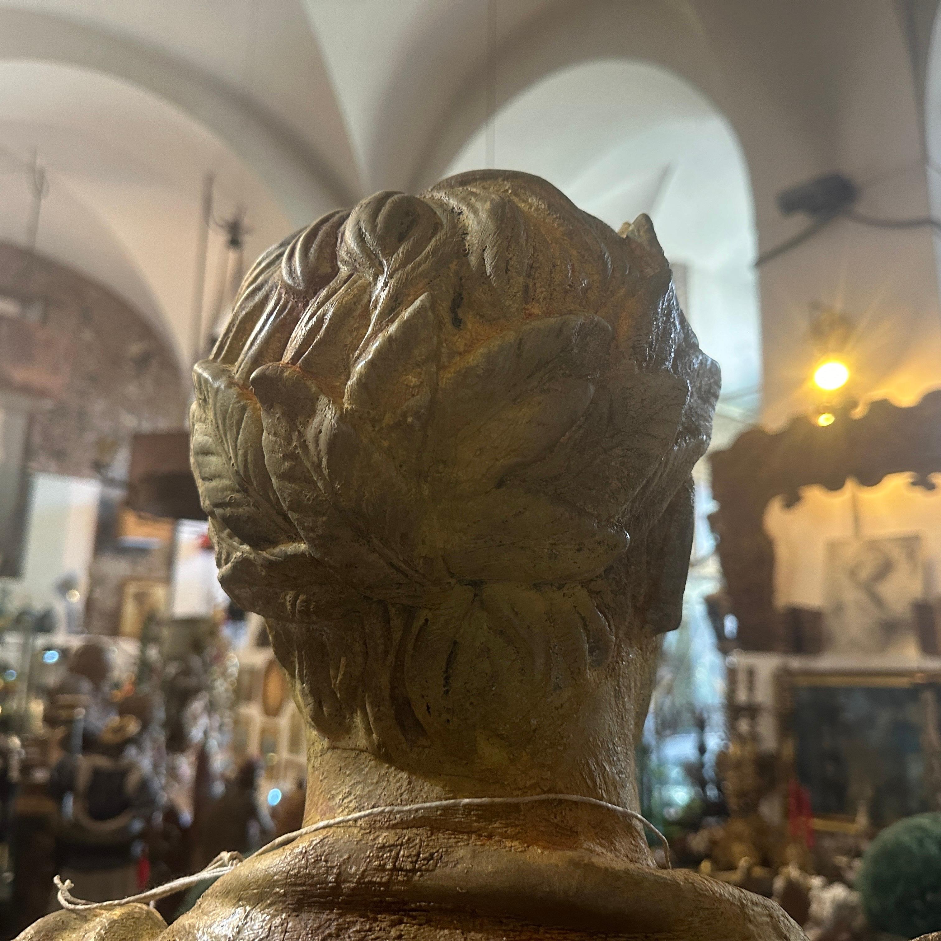 1950s Neo classical Gold Patinated Plaster Bust of Giulio Cesare For Sale 3