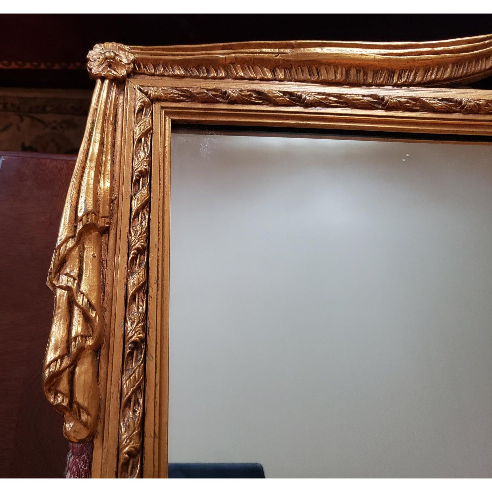 1950s Neo-Classical Style Gilt Wood Draperies, Urn and Acanthus Leaves Mirror 2