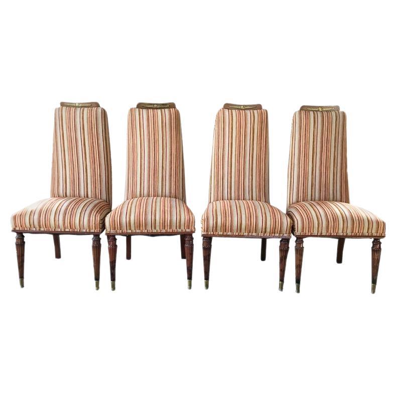 1950s Style Vittorio Dassi Neoclassical Four Italian Dining Chairs  For Sale