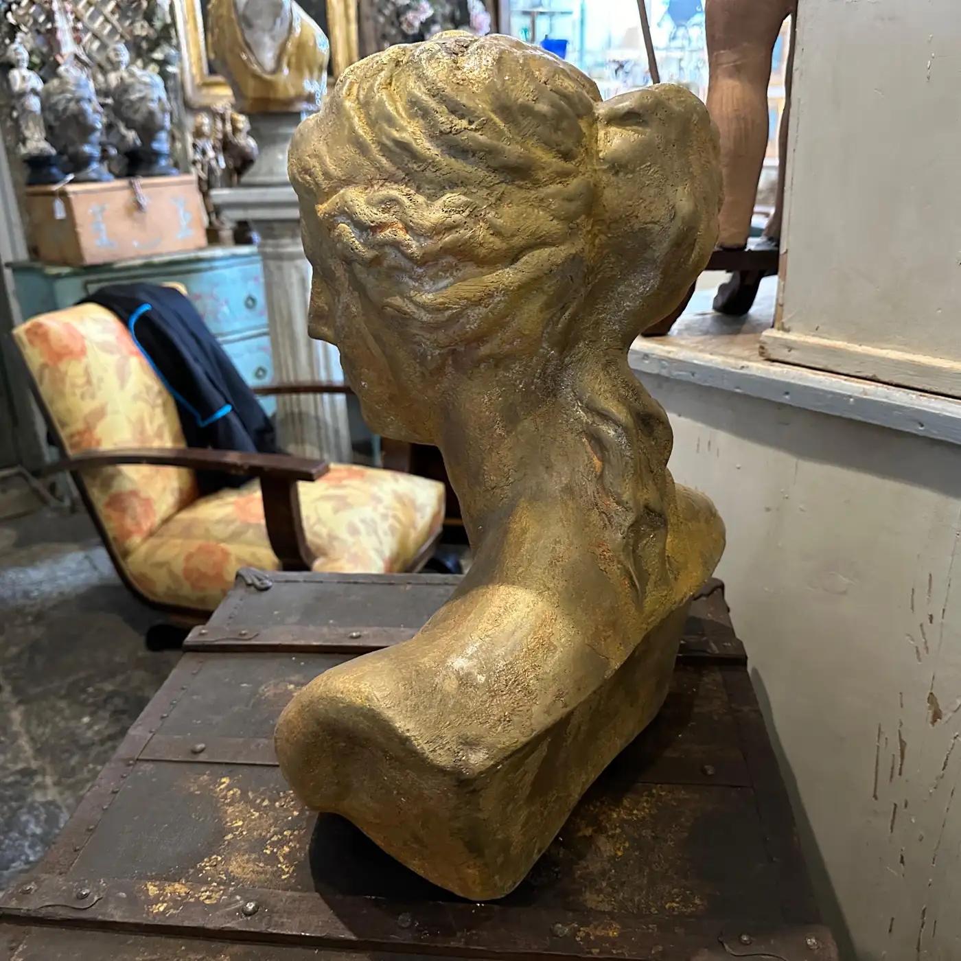 1950s Neoclassical Gilded Plaster Sicilian Bust of Venere di Milo 5