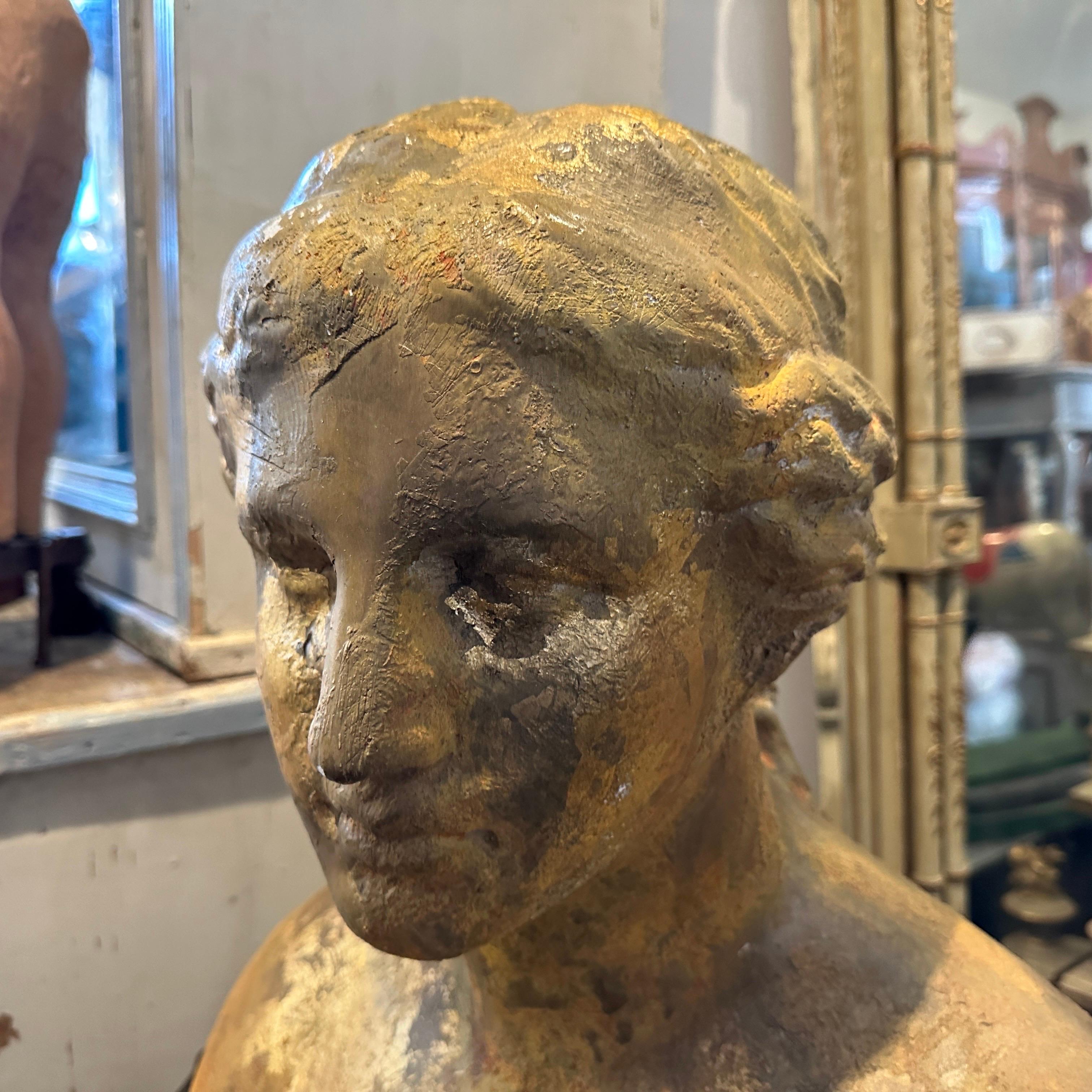 1950s Neoclassical Gilded Plaster Sicilian Bust of Venere di Milo For Sale 6