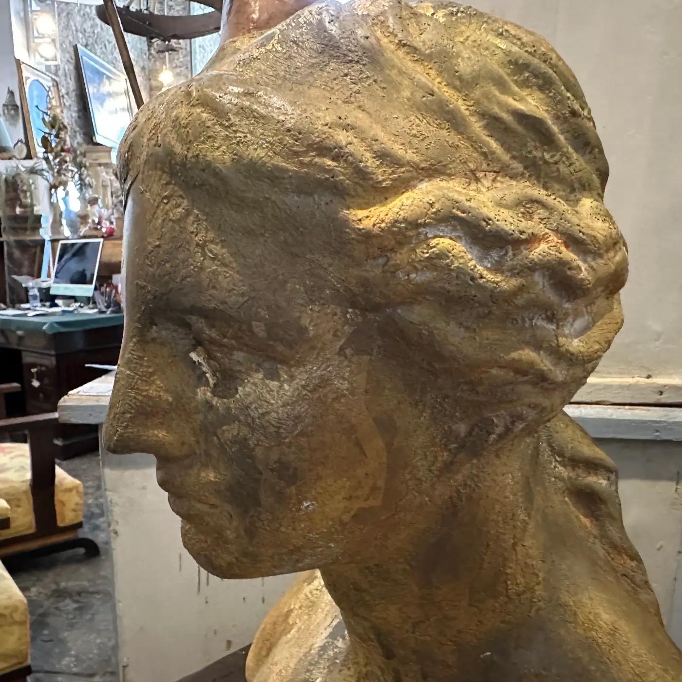 1950s Neoclassical Gilded Plaster Sicilian Bust of Venere di Milo 2