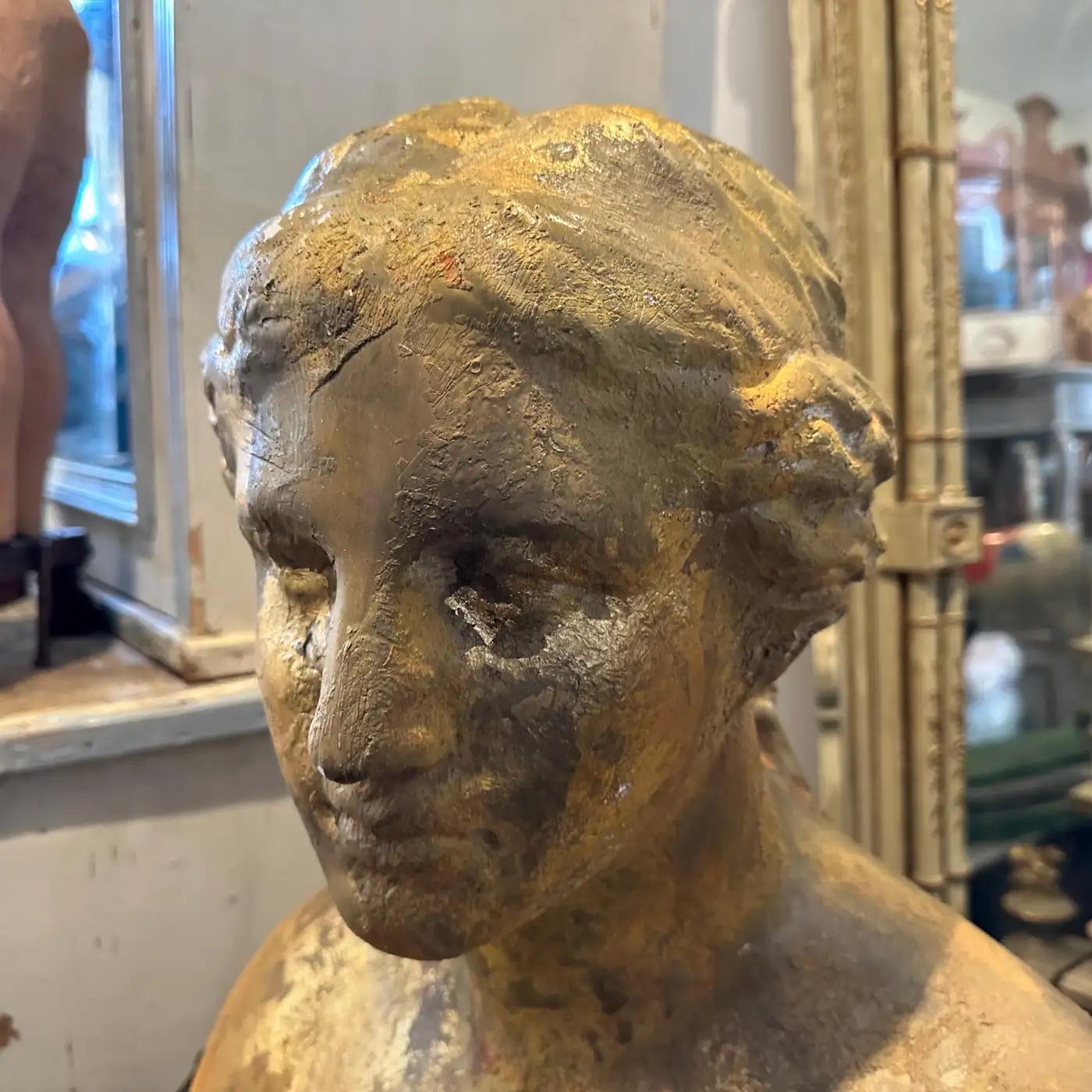 1950s Neoclassical Gilded Plaster Sicilian Bust of Venere di Milo 3