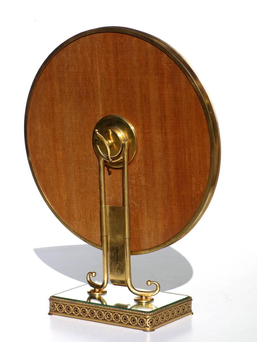 1950s Neoclassical Italian Midcentury Brass Italy Table Vanity Mirror In Excellent Condition In Brescia, IT