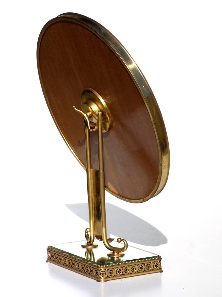 1950s Neoclassical Italian Midcentury Brass Italy Table Vanity Mirror 2