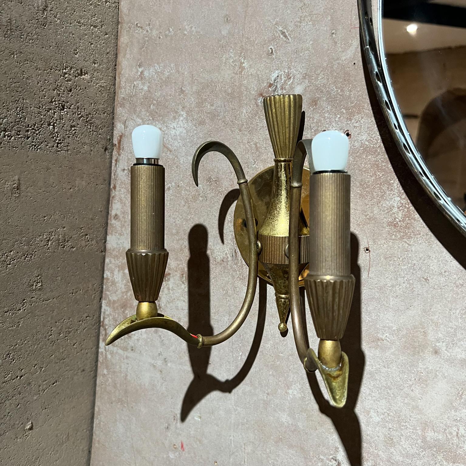 Mid-Century Modern 1950s Neoclassical Italian Wall Sconce Pair Sculptural Double Arm from Italy For Sale