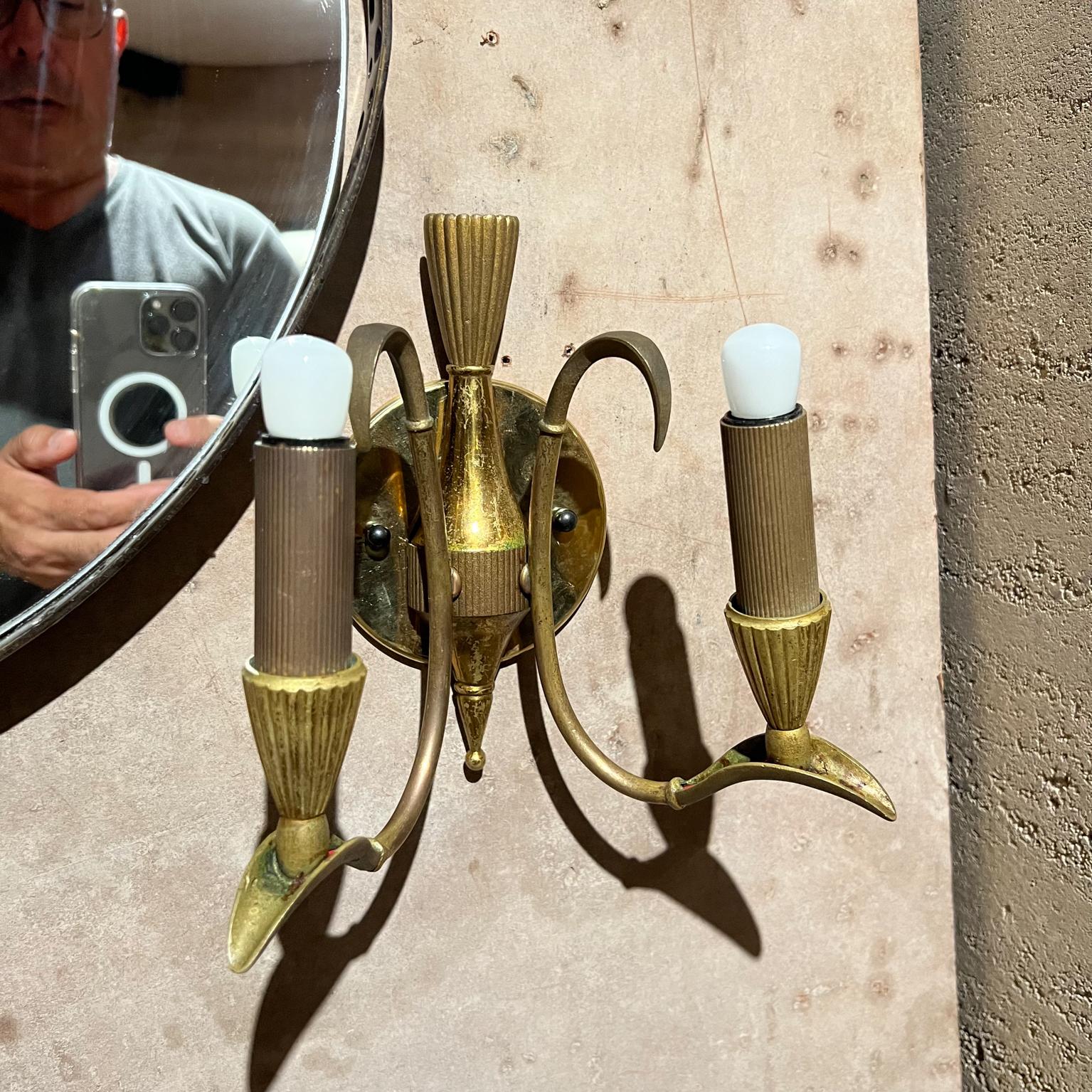 1950s Neoclassical Italian Wall Sconce Pair Sculptural Double Arm from Italy In Good Condition For Sale In Chula Vista, CA