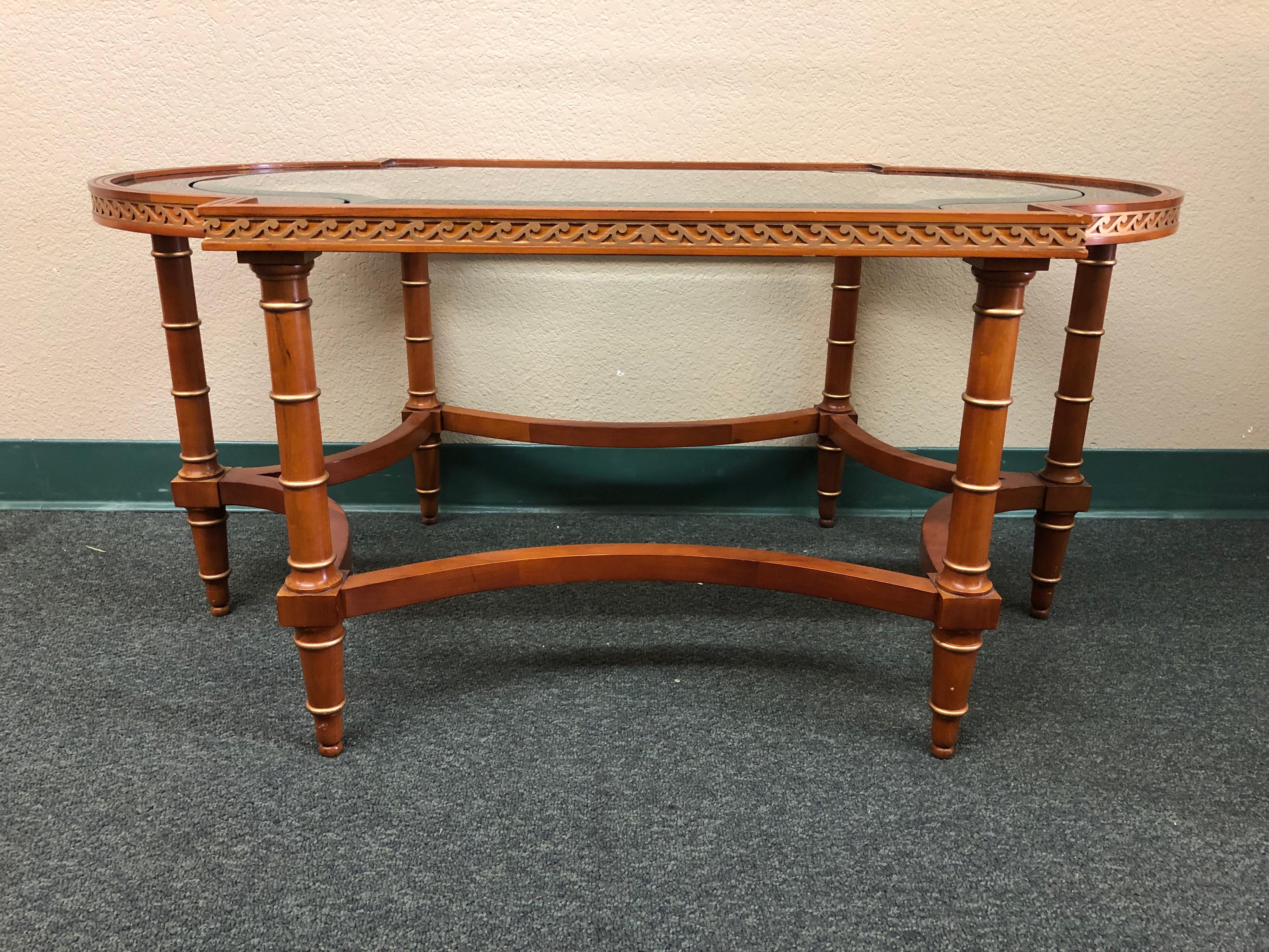 American 1950s Neoclassical John Widdicomb Wooden Cocktail Table For Sale