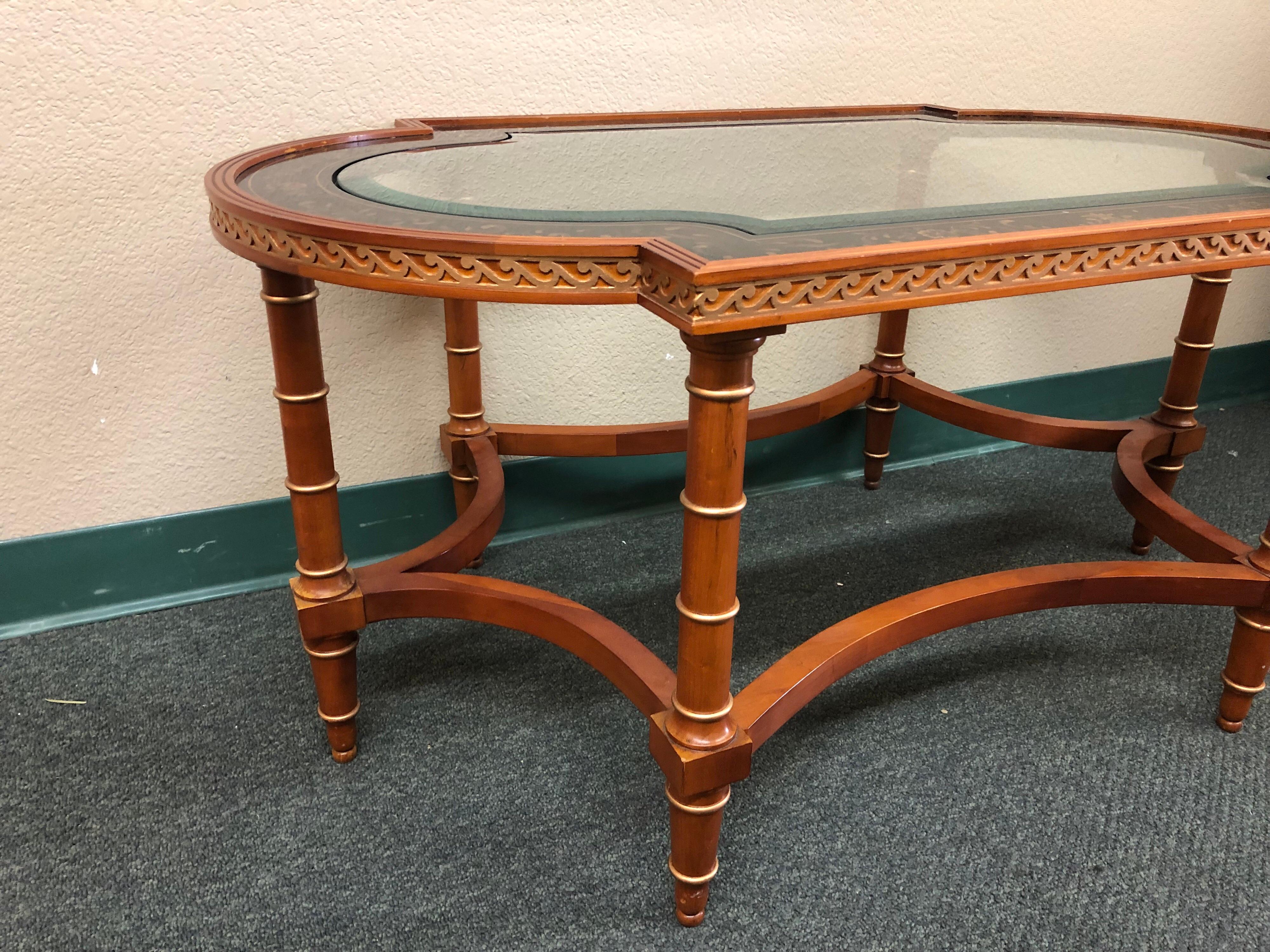 1950s Neoclassical John Widdicomb Wooden Cocktail Table In Good Condition For Sale In San Francisco, CA