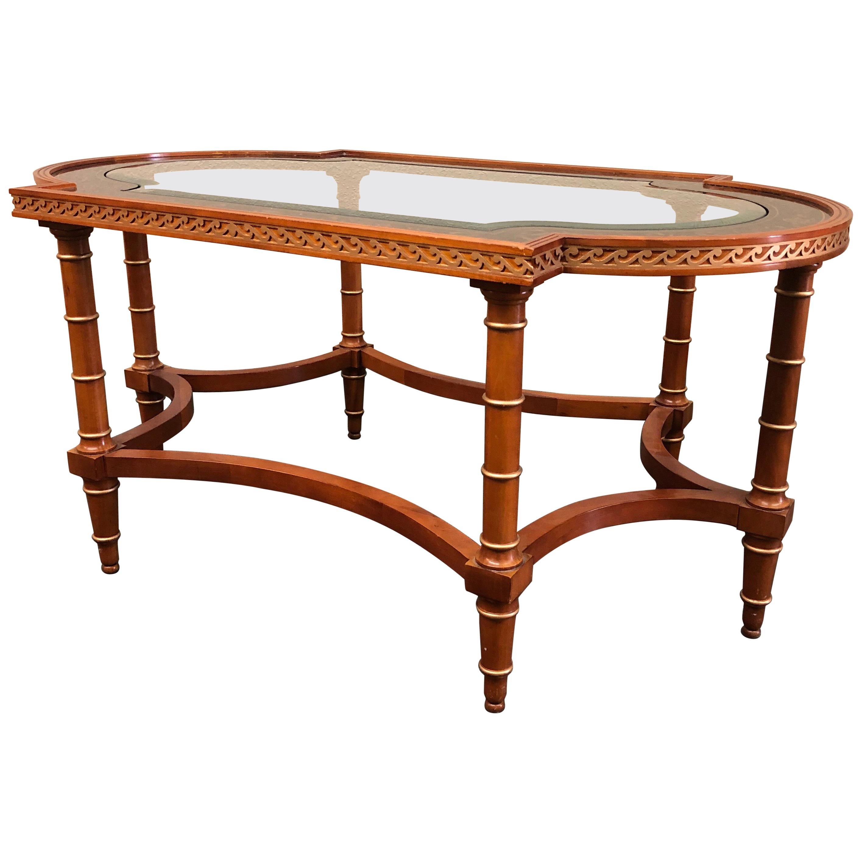1950s Neoclassical John Widdicomb Wooden Cocktail Table For Sale