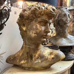 1950s Neoclassical revival Gilded Plaster Italian Bust of David