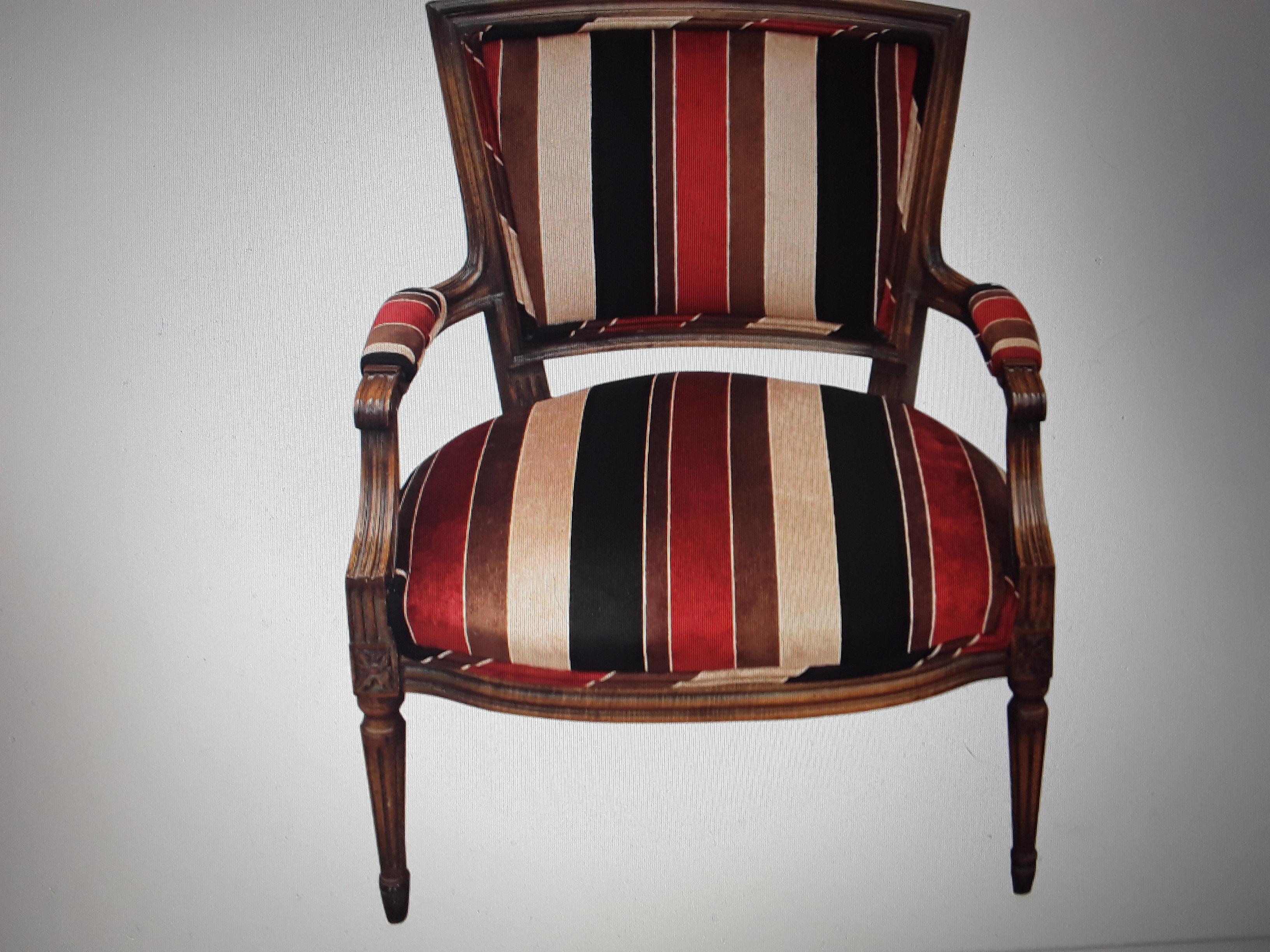 1950's Neoclassical style Carved Armchair now with Modern Fabric For Sale 2