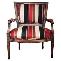 1950's Neoclassical style Carved Armchair now with Modern Fabric