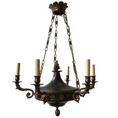 1950s Neoclassical Tole Chandelier