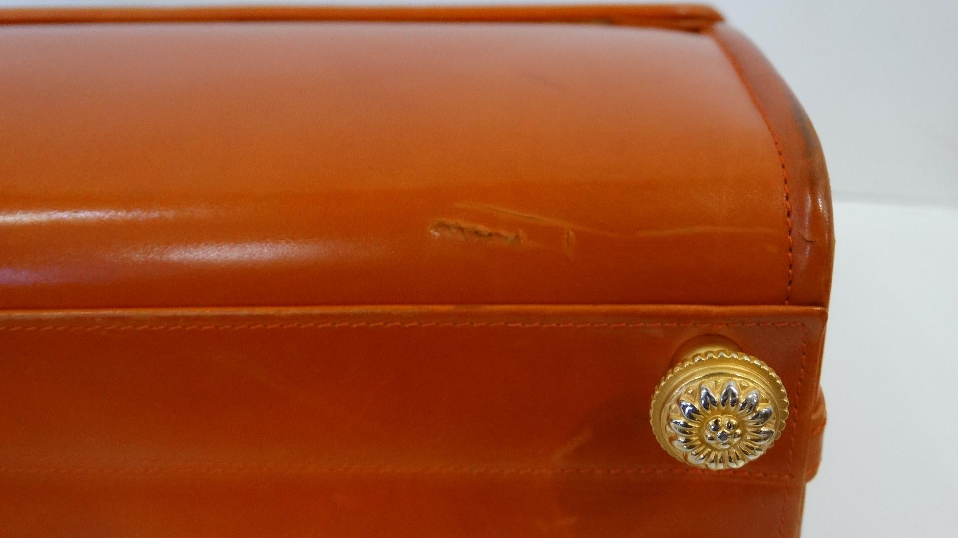 1950s Netti Rosenstein Orange Leather Barrel Bag 9
