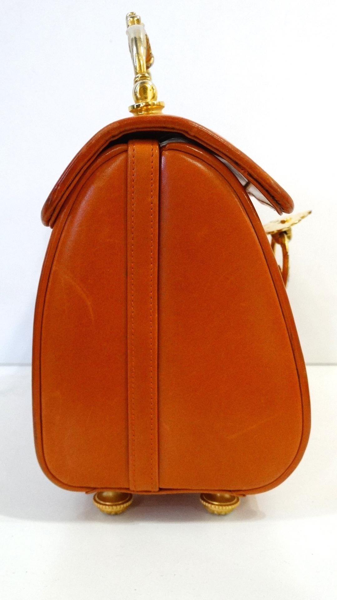 1950s Netti Rosenstein Orange Leather Barrel Bag 1