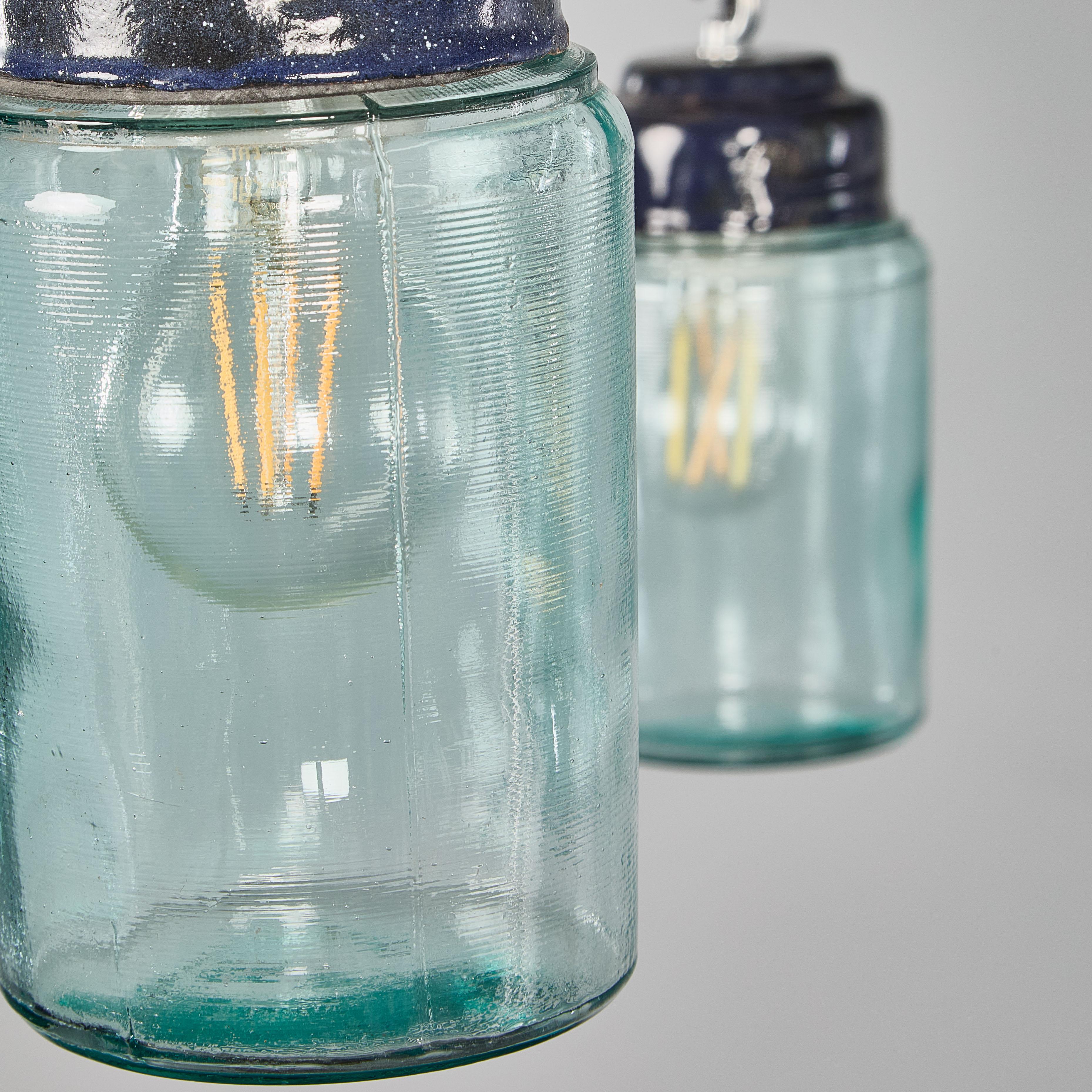 1950’s New Old Stock Aqua Barrel Pendant Lamps – Good Qty Available For Sale 5