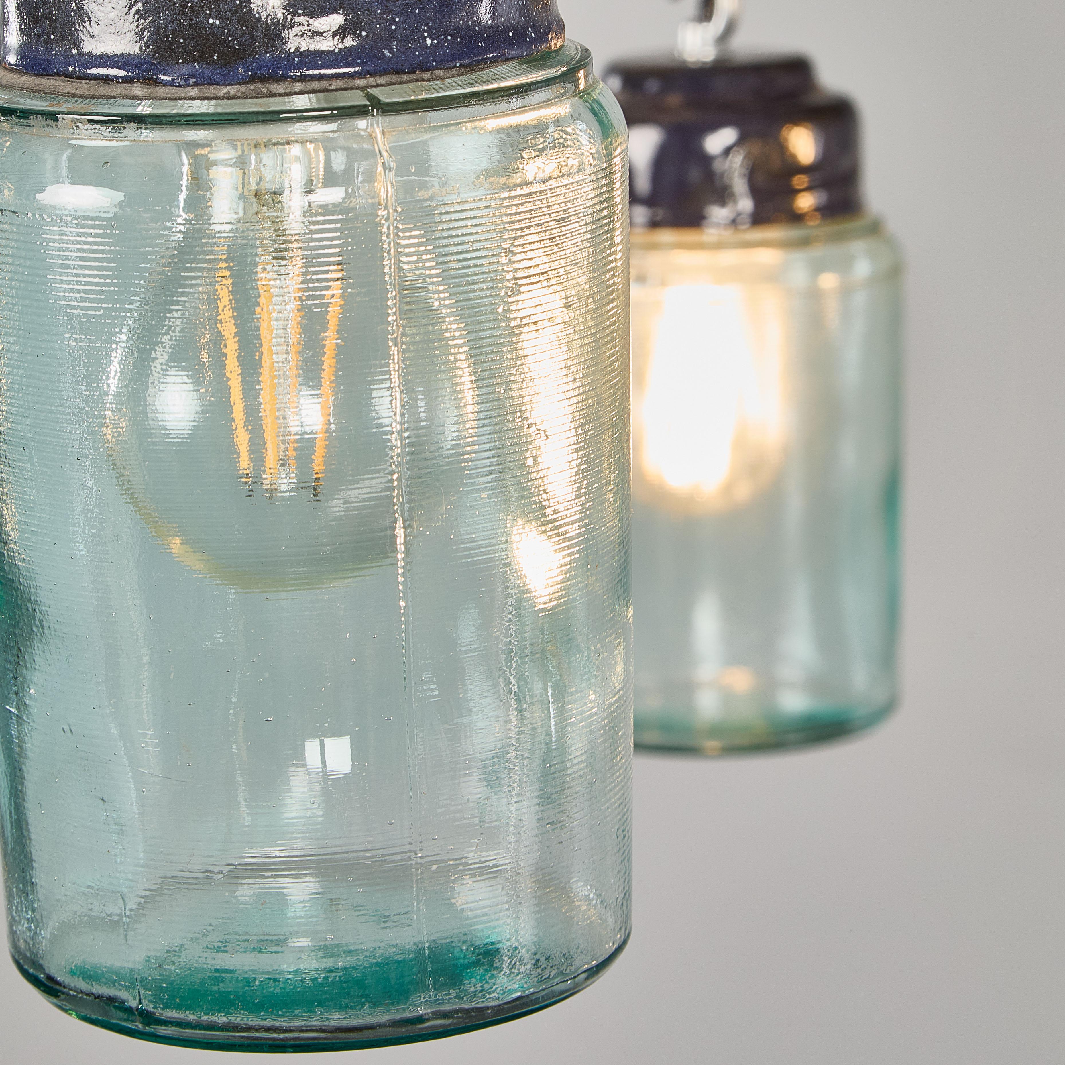 1950’s New Old Stock Aqua Barrel Pendant Lamps – Good Qty Available For Sale 6