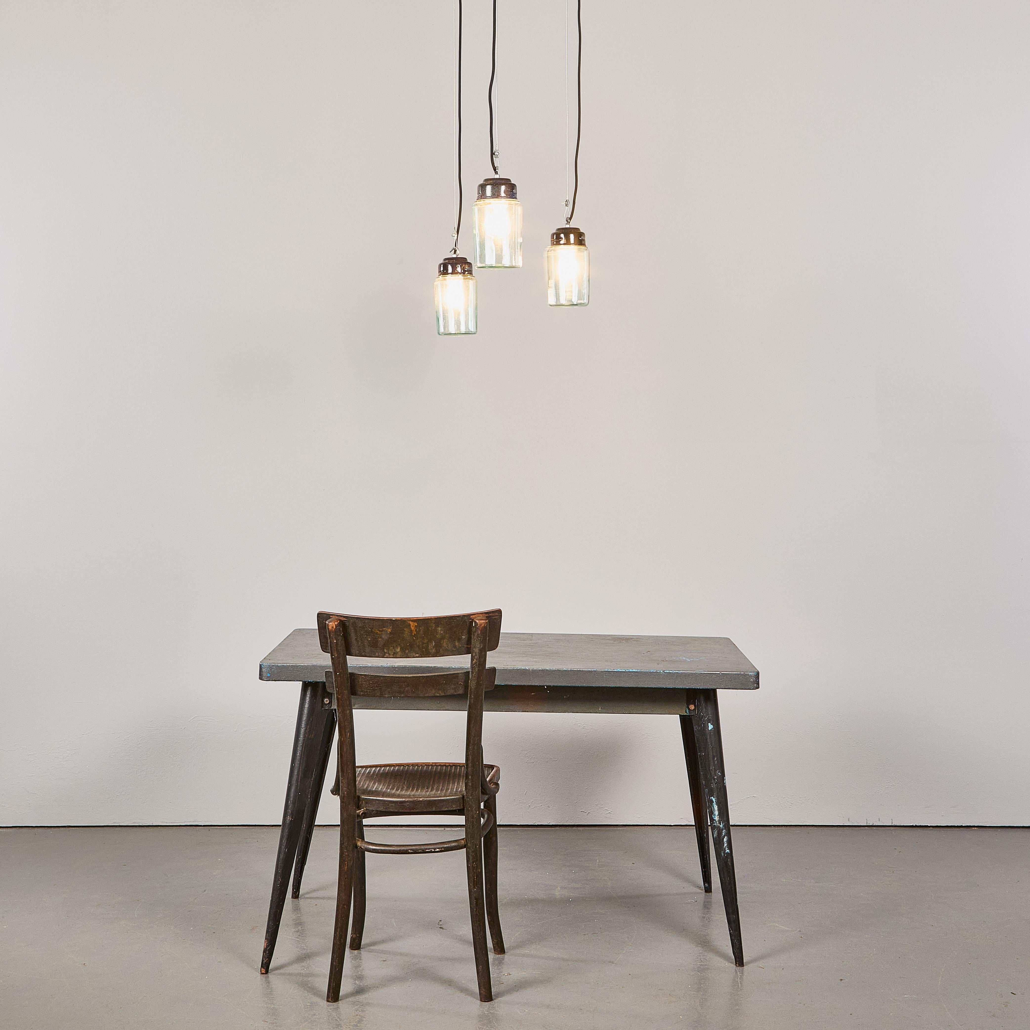 1950’s New Old Stock Aqua Barrel Pendant Lamps – Good Qty Available For Sale 1
