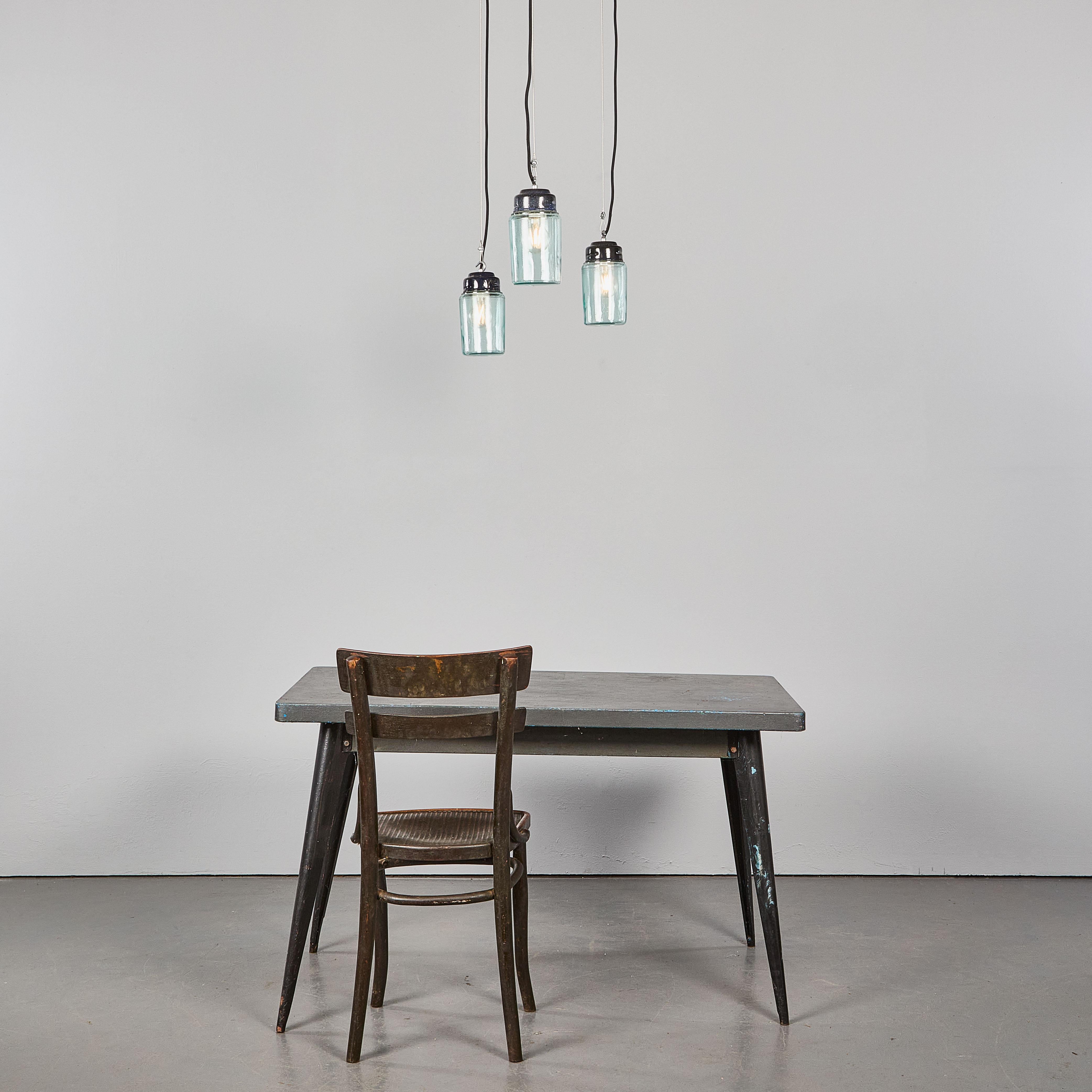 1950’s New Old Stock Aqua Barrel Pendant Lamps – Good Qty Available For Sale 2
