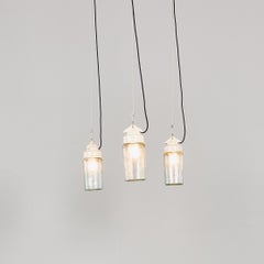 1950's New Old Stock Ceramic Top Aqua Cylinder Pendant Lamp - Good Qty Available