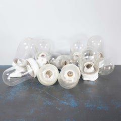 1950's New Old Stock Cermic And Glass Angled Wall Lamps - Long