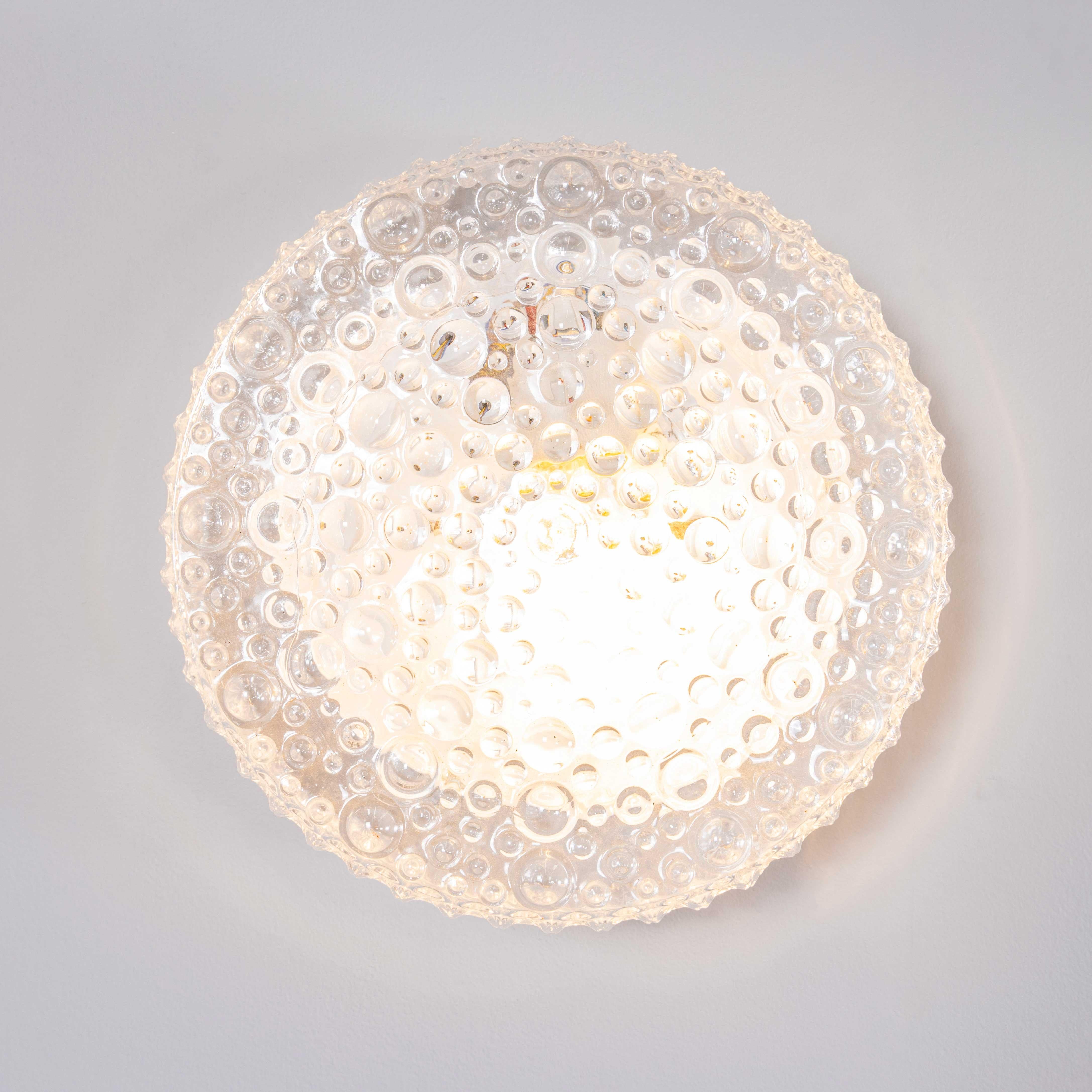 Glass 1950's New Old Stock Czech Clear Bubble Wall - Ceiling Lamp For Sale