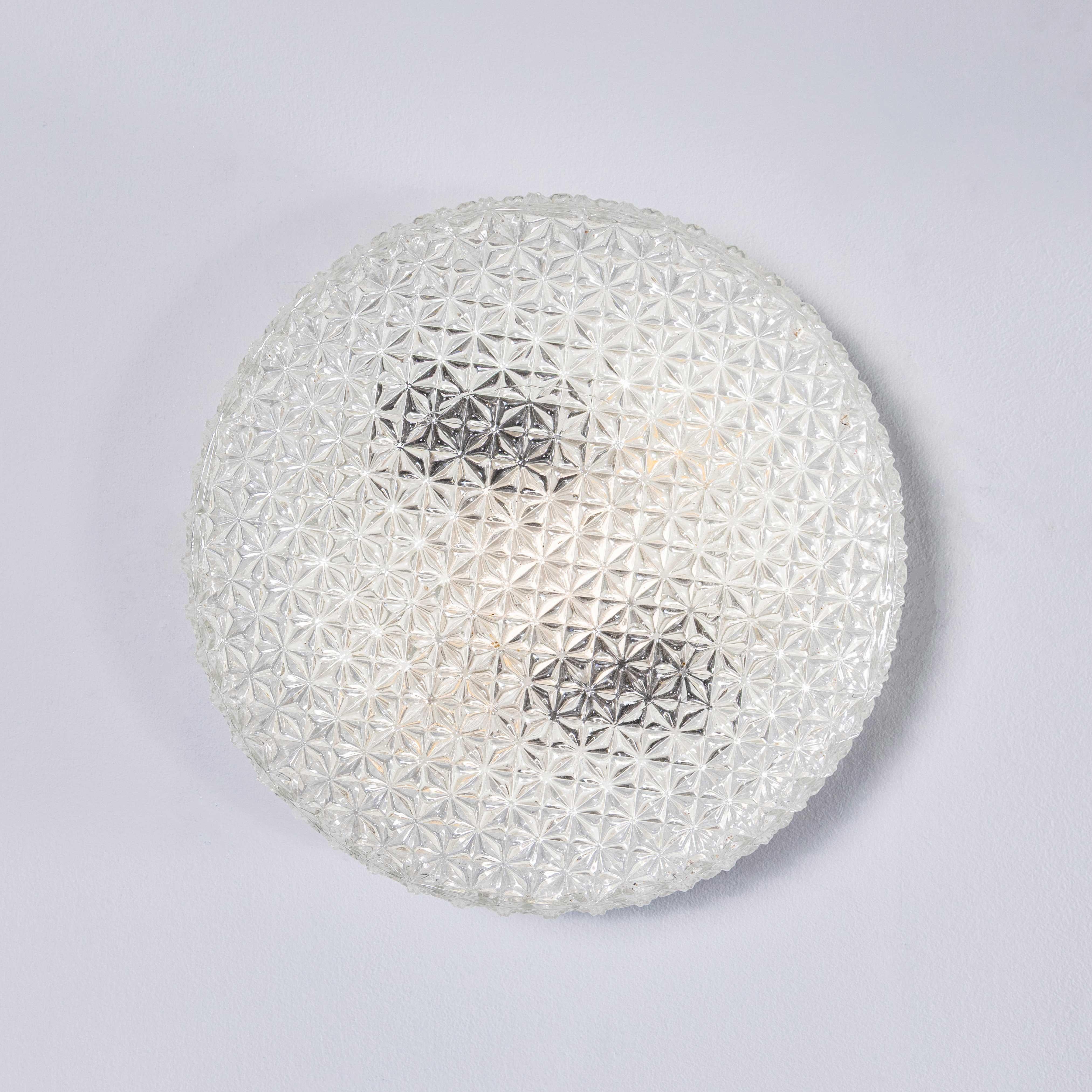 1950's New Old Stock Czech Clear Diamond Wall - Ceiling Lamp For Sale 1