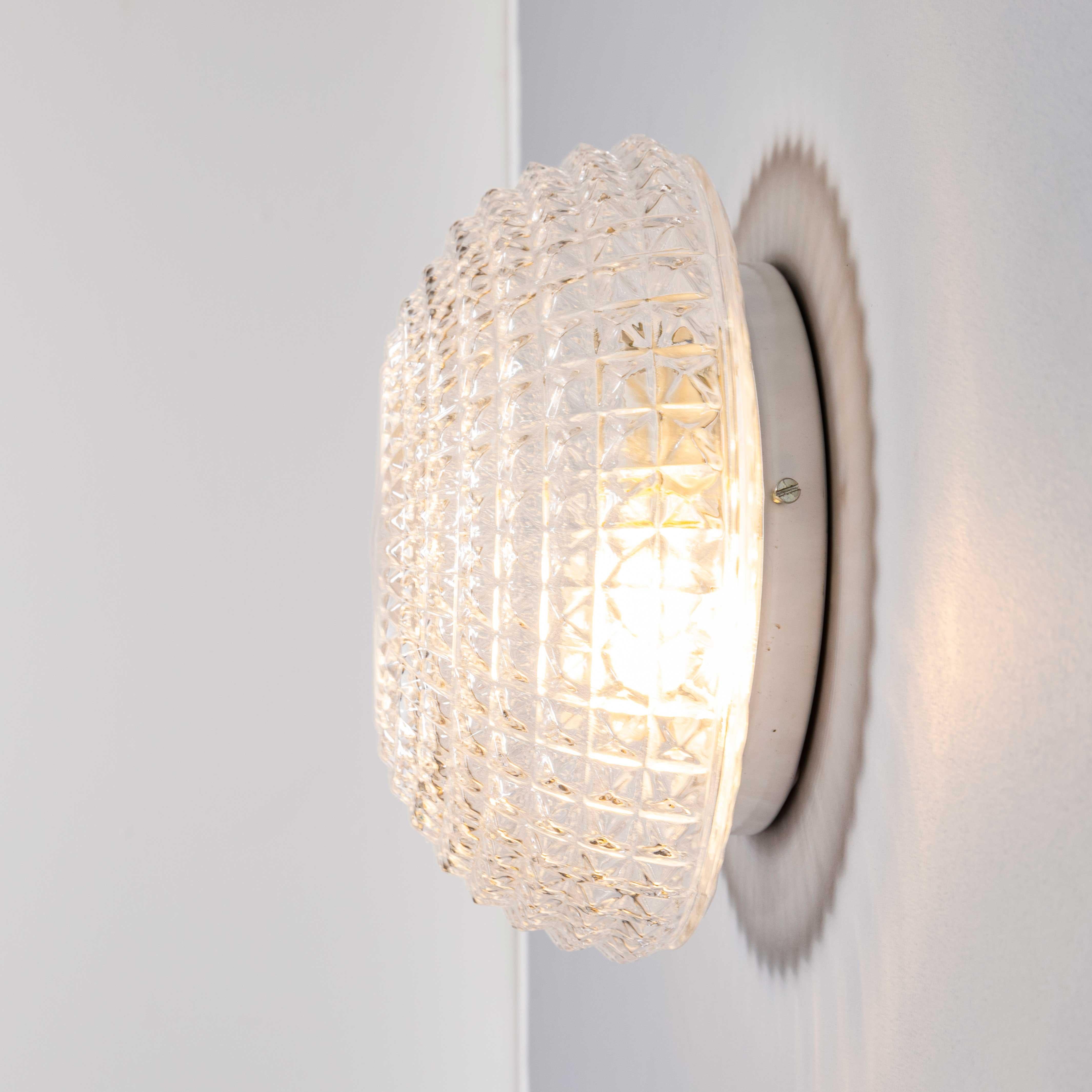 1950's New Old Stock Czech Clear Domed Diamond Wall - Ceiling Lamp For Sale 5