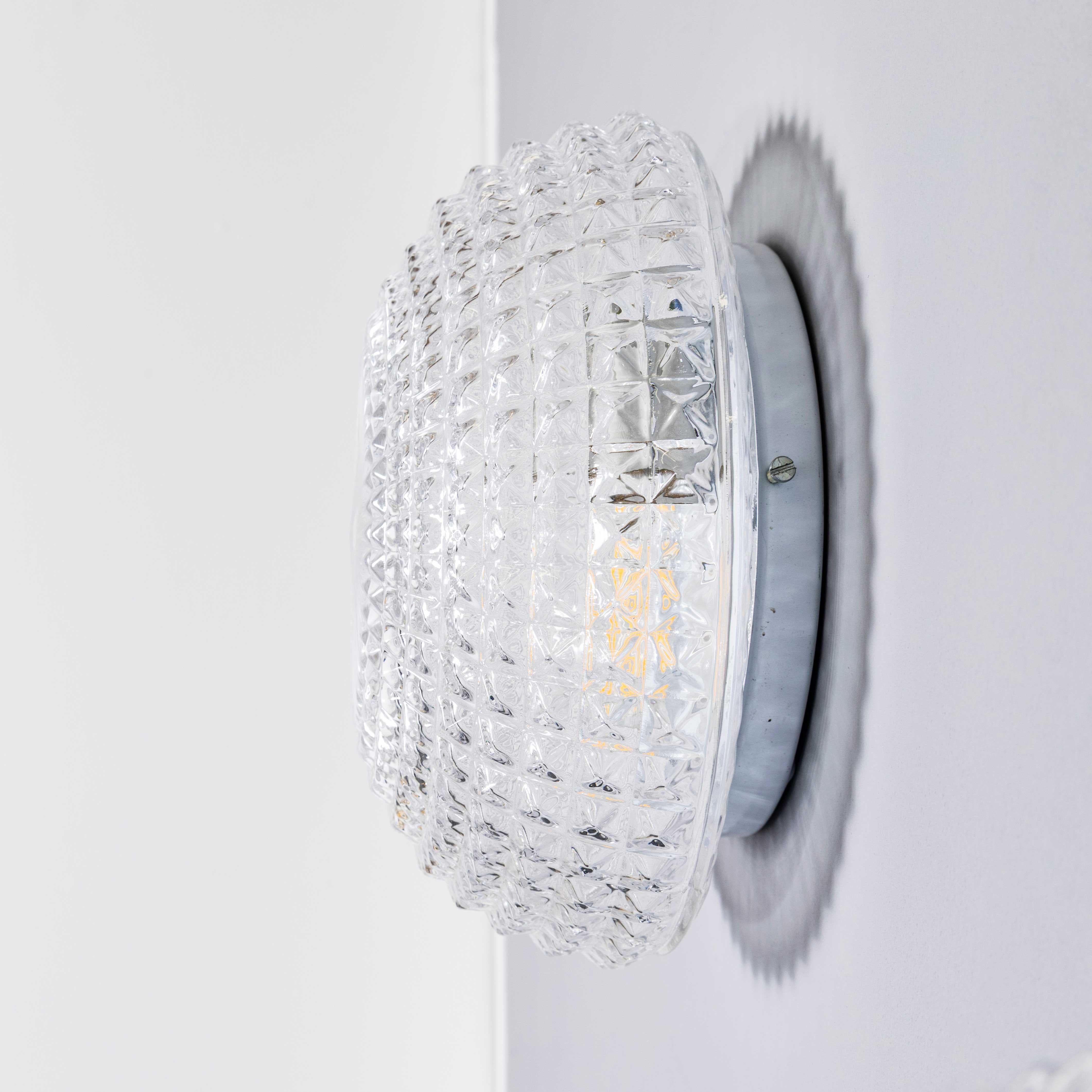 1950's New Old Stock Czech Clear Domed Diamond Wall - Ceiling Lamp For Sale 6