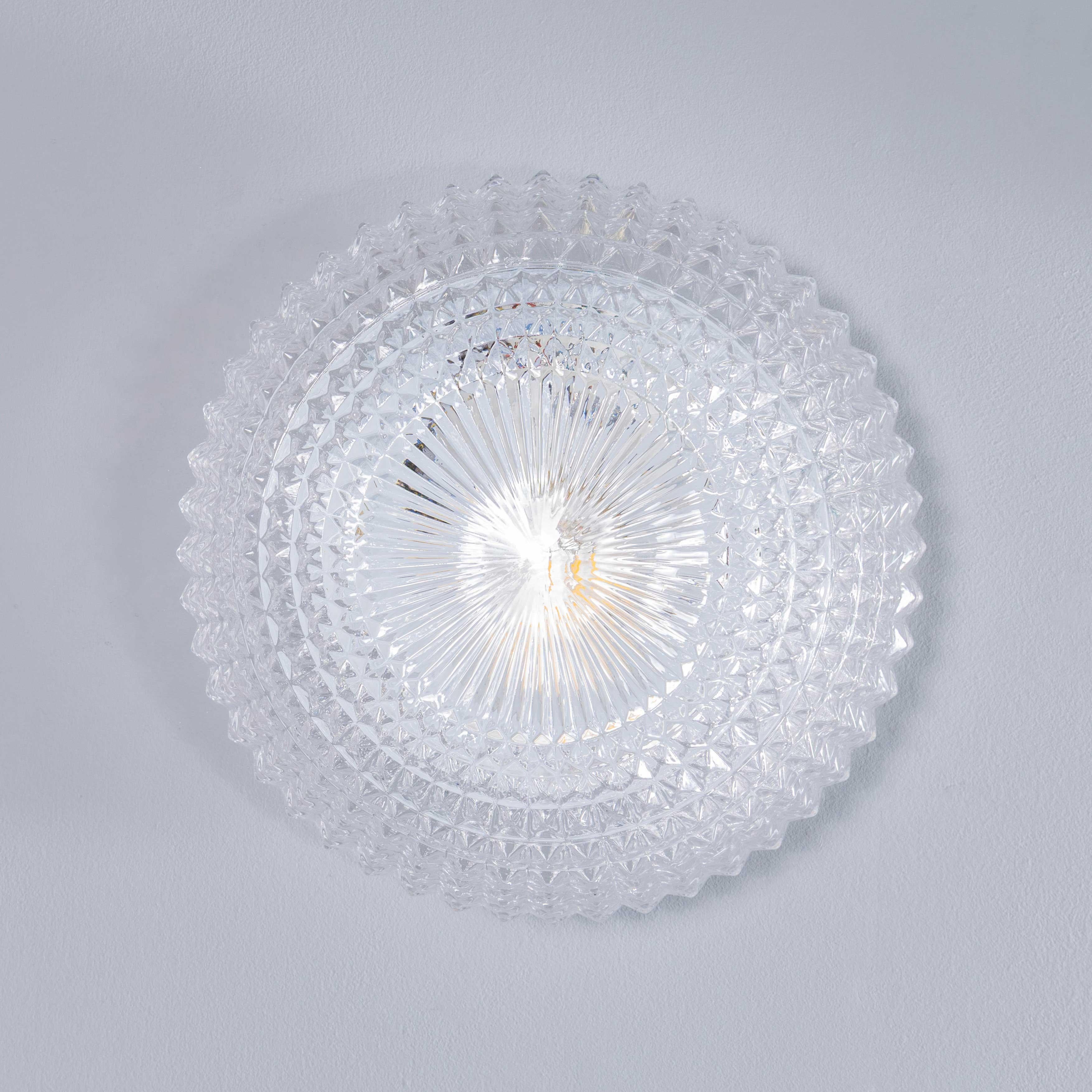 1950's New Old Stock Czech Clear Domed Diamond Wall - Ceiling Lamp For Sale 1